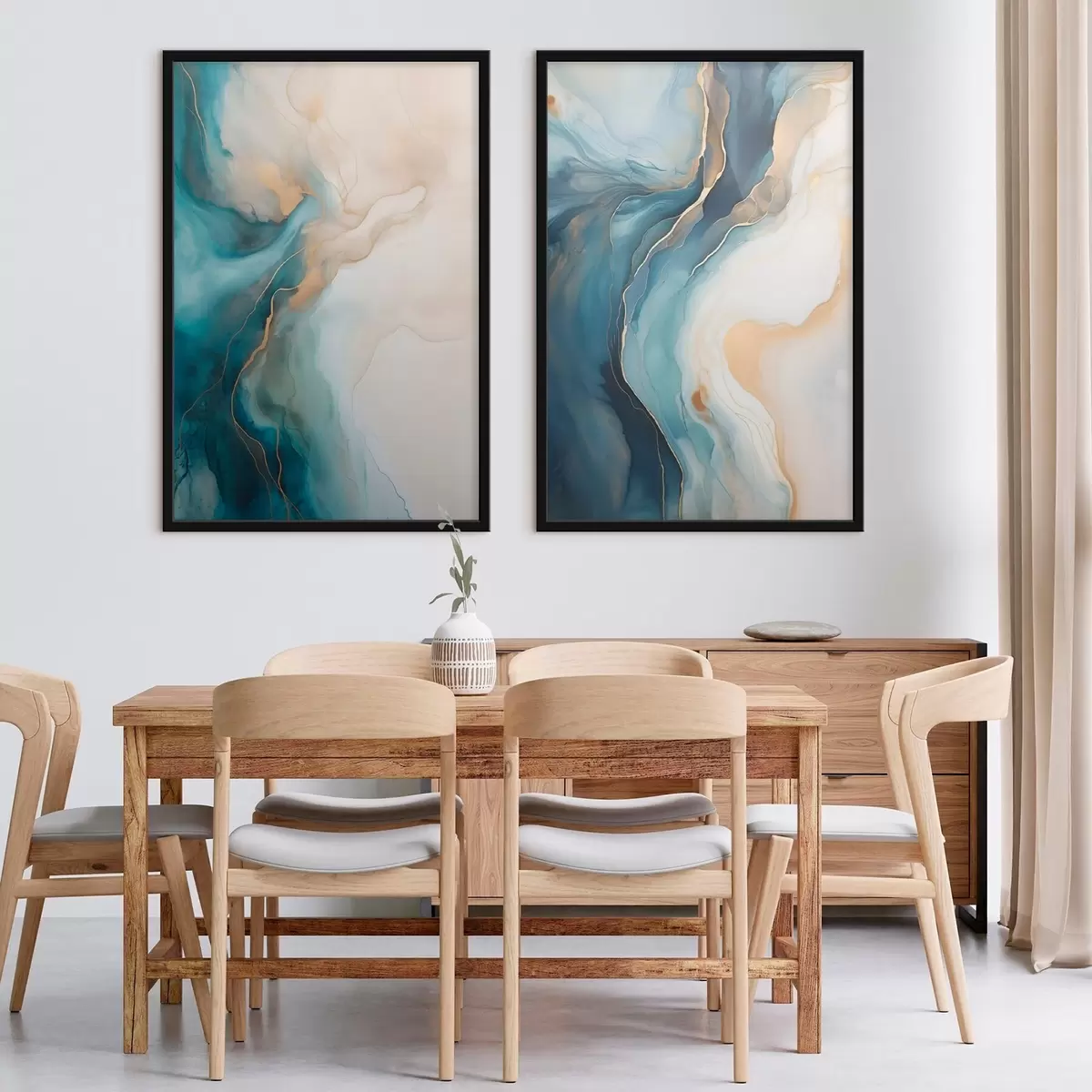 Poster Vagues de marbre bleu azur et émeraude d31088