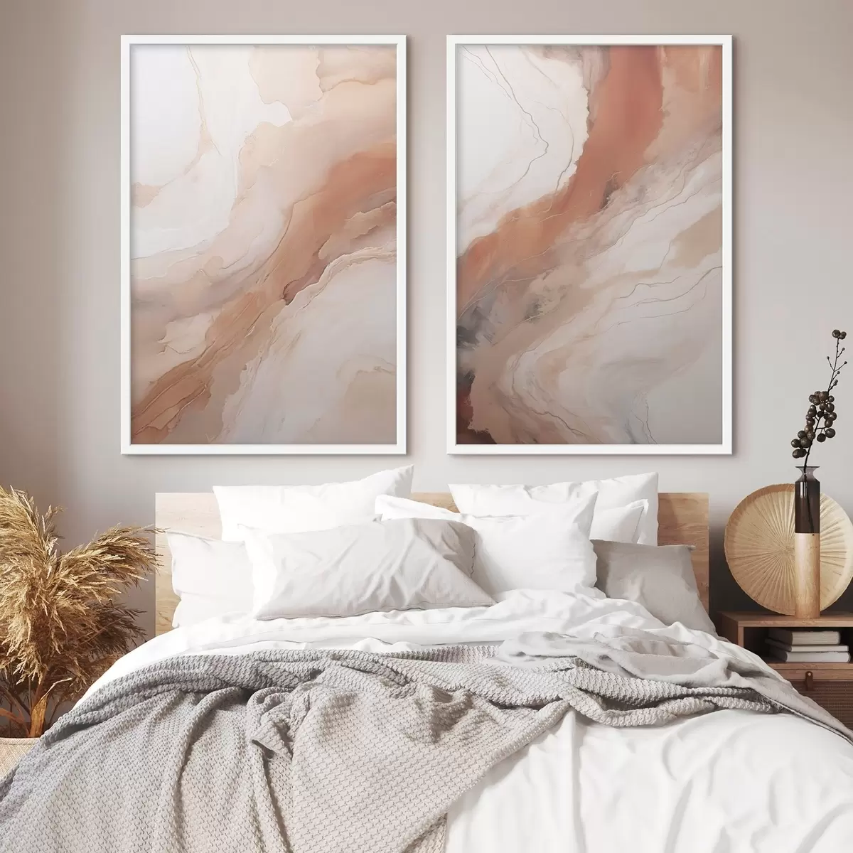 Poster Couches d'art fluide beige et terre cuite d31089