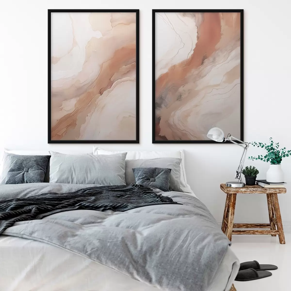 Poster Couches d'art fluide beige et terre cuite d31089