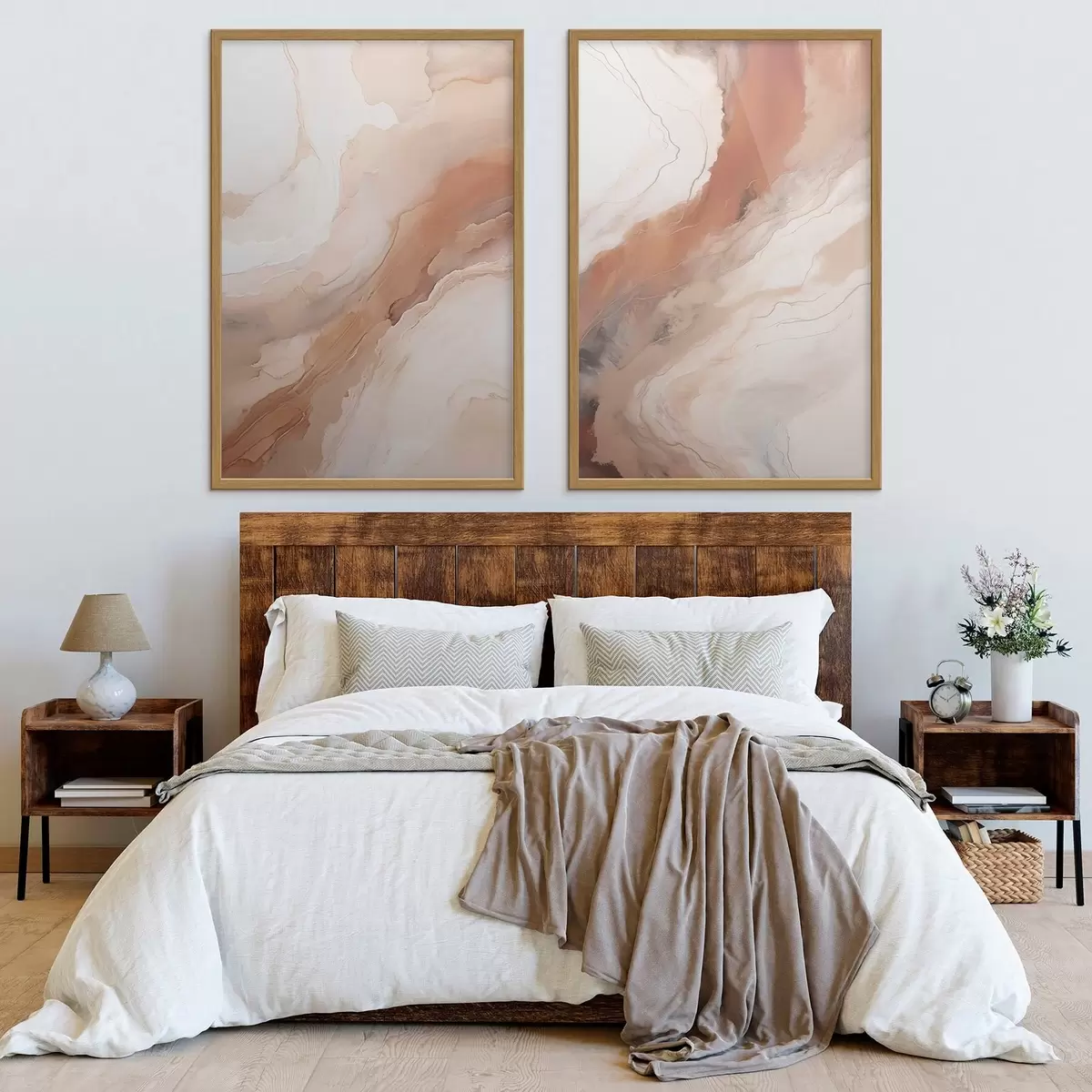 Poster Couches d'art fluide beige et terre cuite d31089