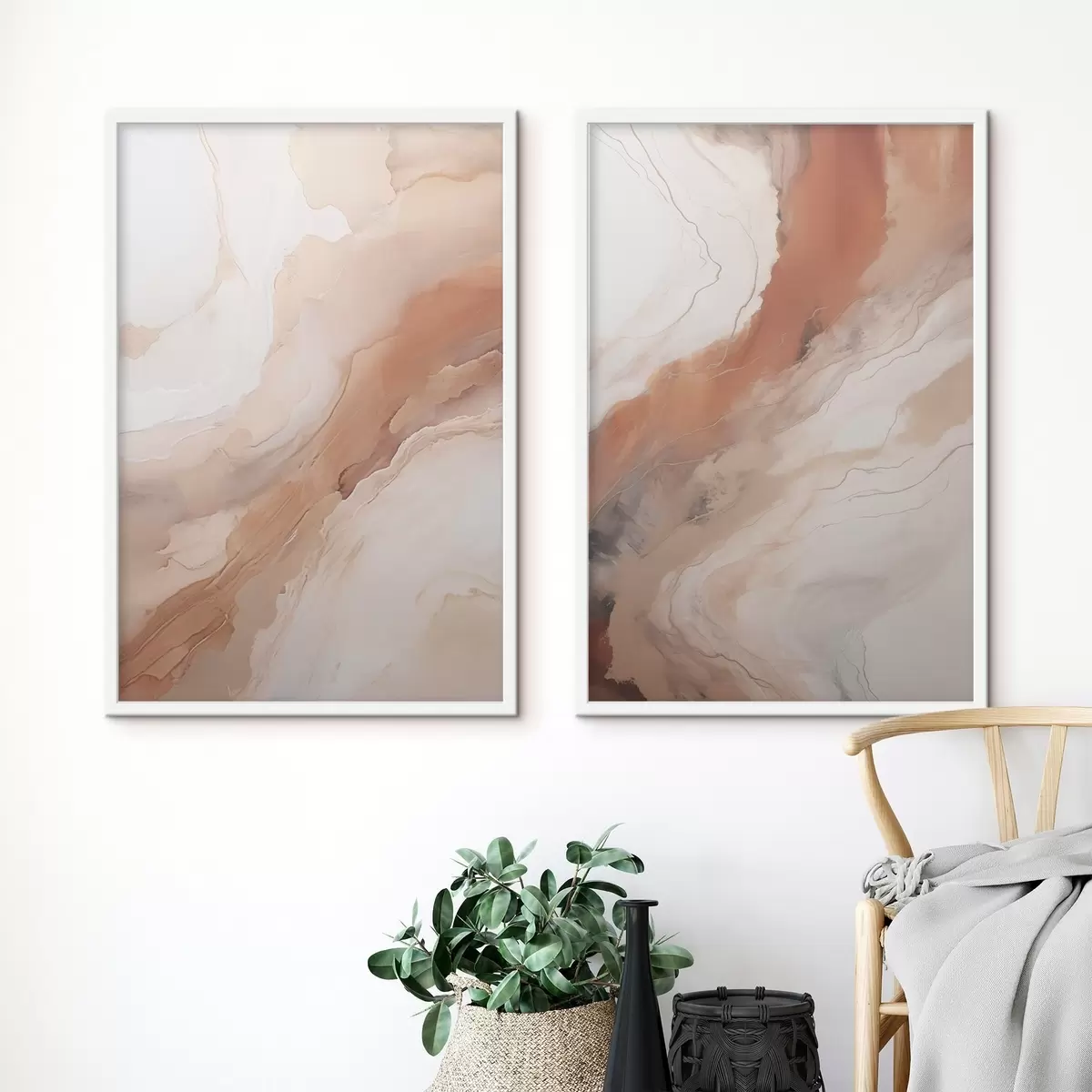 Poster Couches d'art fluide beige et terre cuite d31089