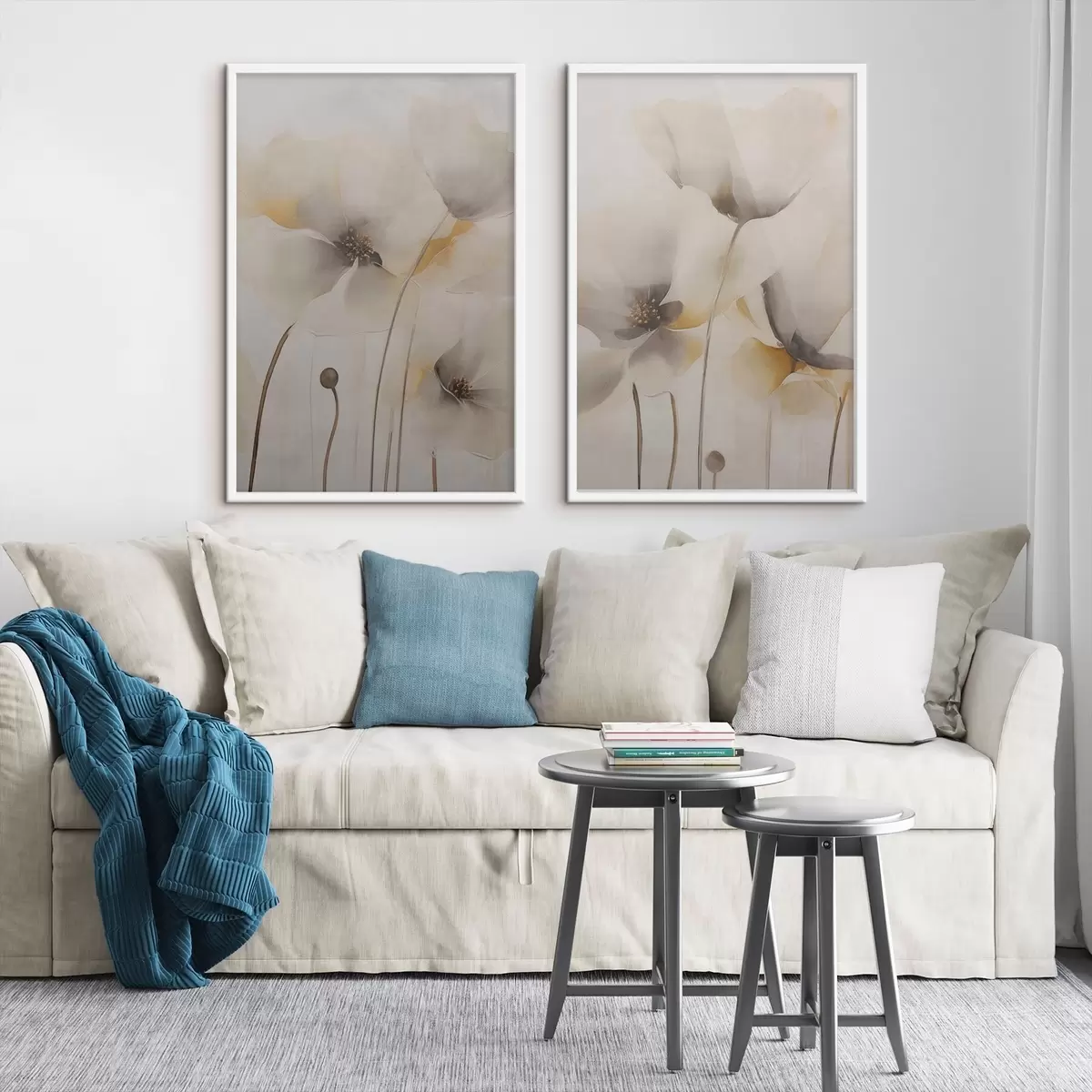 Poster Coquelicots aériens aux tons pastel d31090