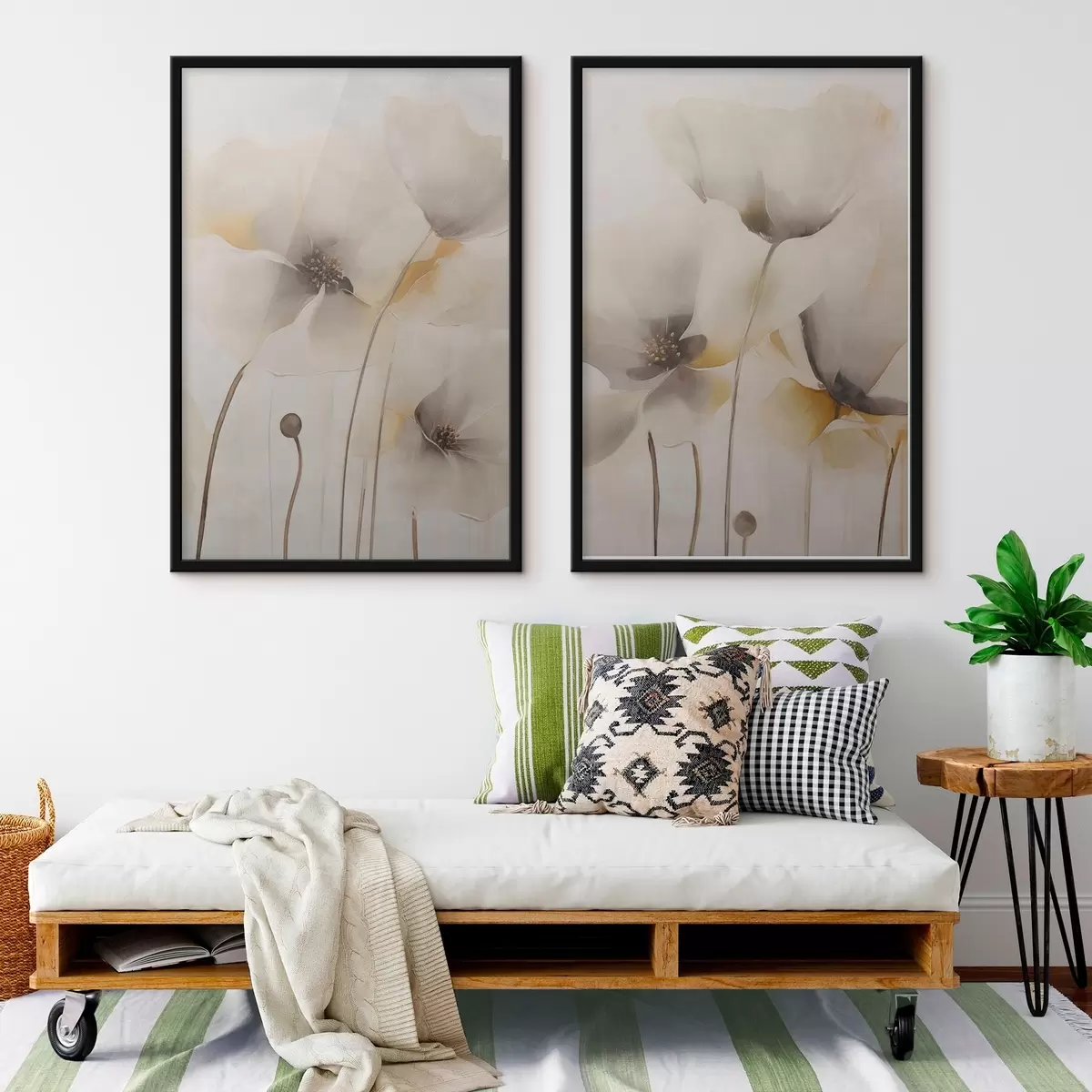 Poster Coquelicots aériens aux tons pastel d31090