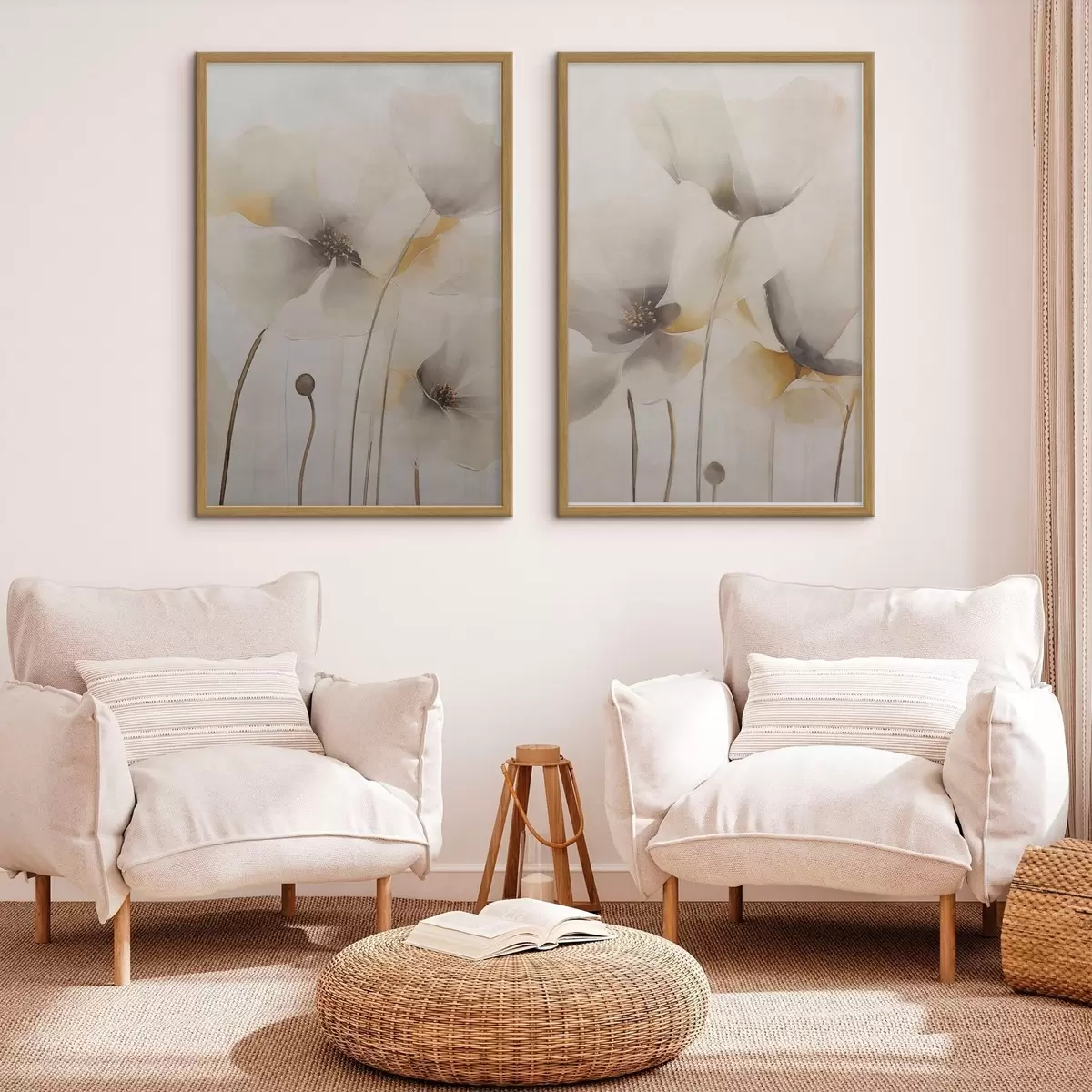 Poster Coquelicots aériens aux tons pastel d31090