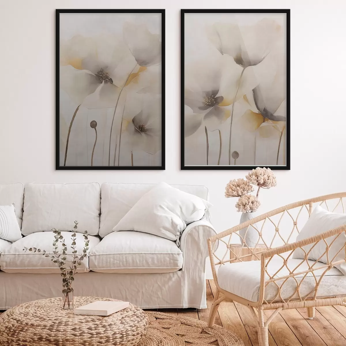 Poster Coquelicots aériens aux tons pastel d31090