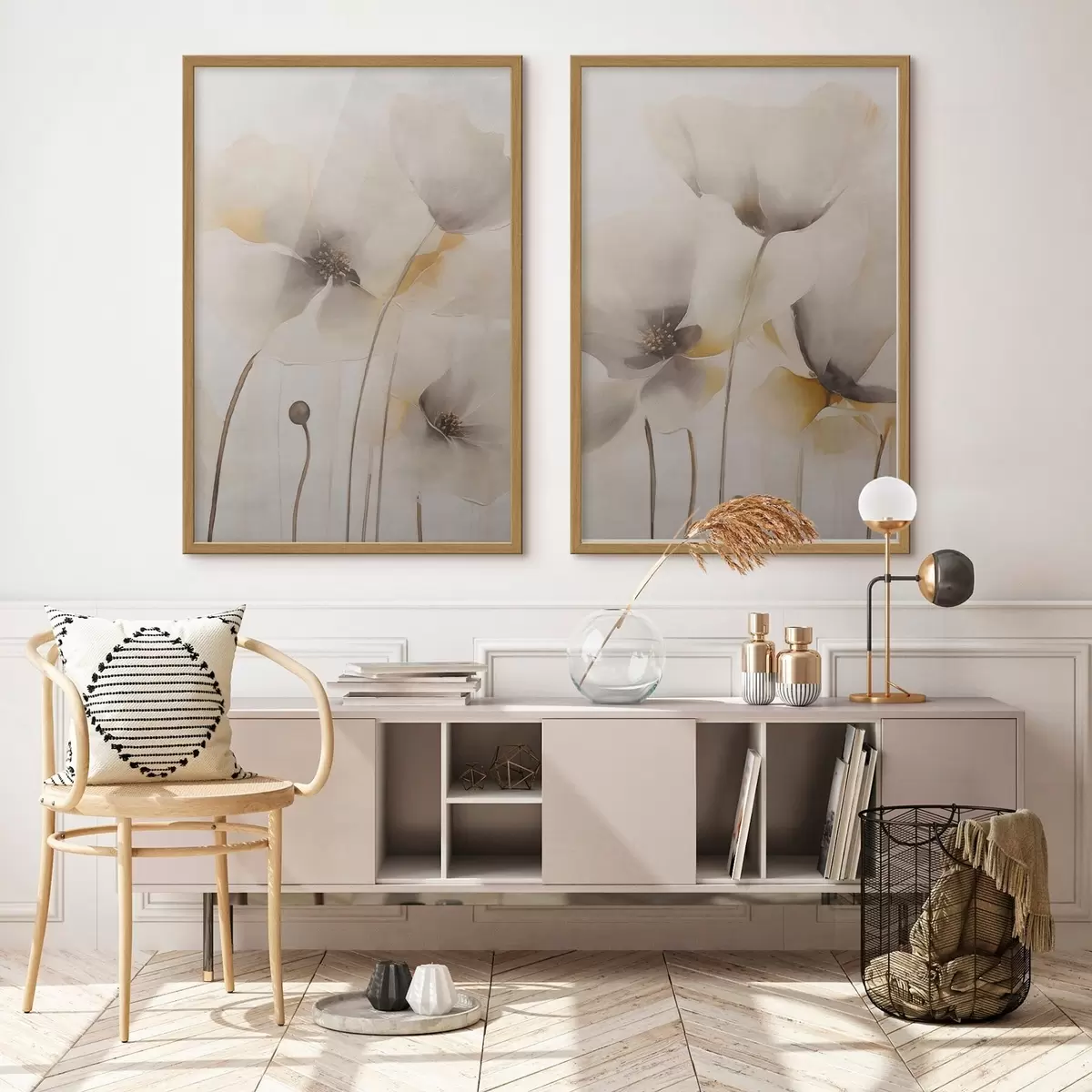Poster Coquelicots aériens aux tons pastel d31090
