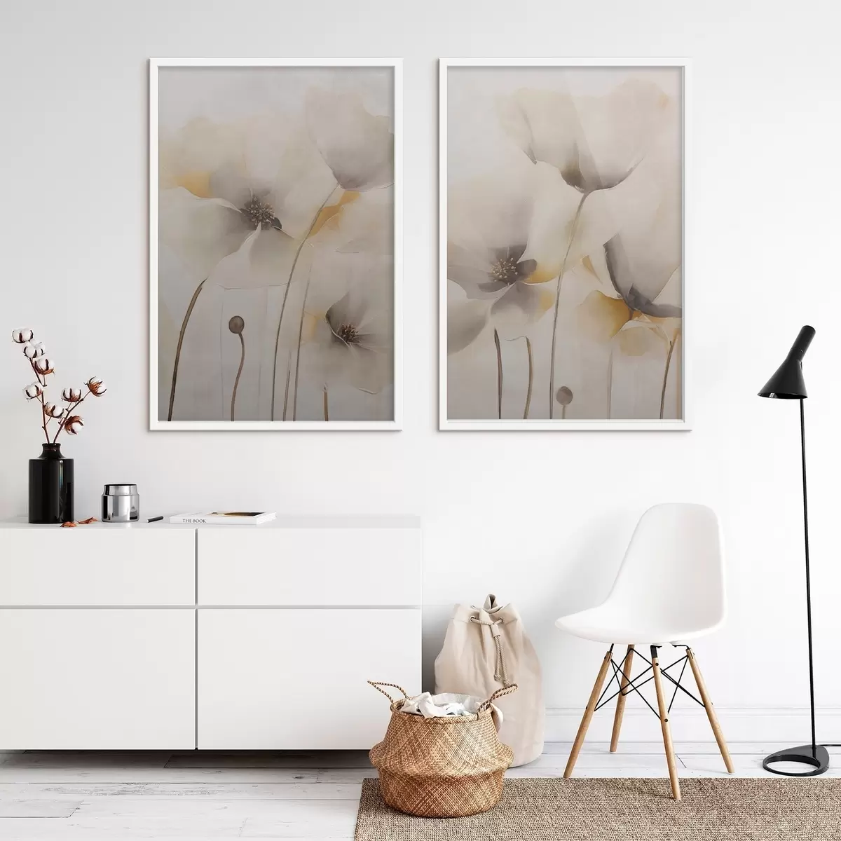 Poster Coquelicots aériens aux tons pastel d31090