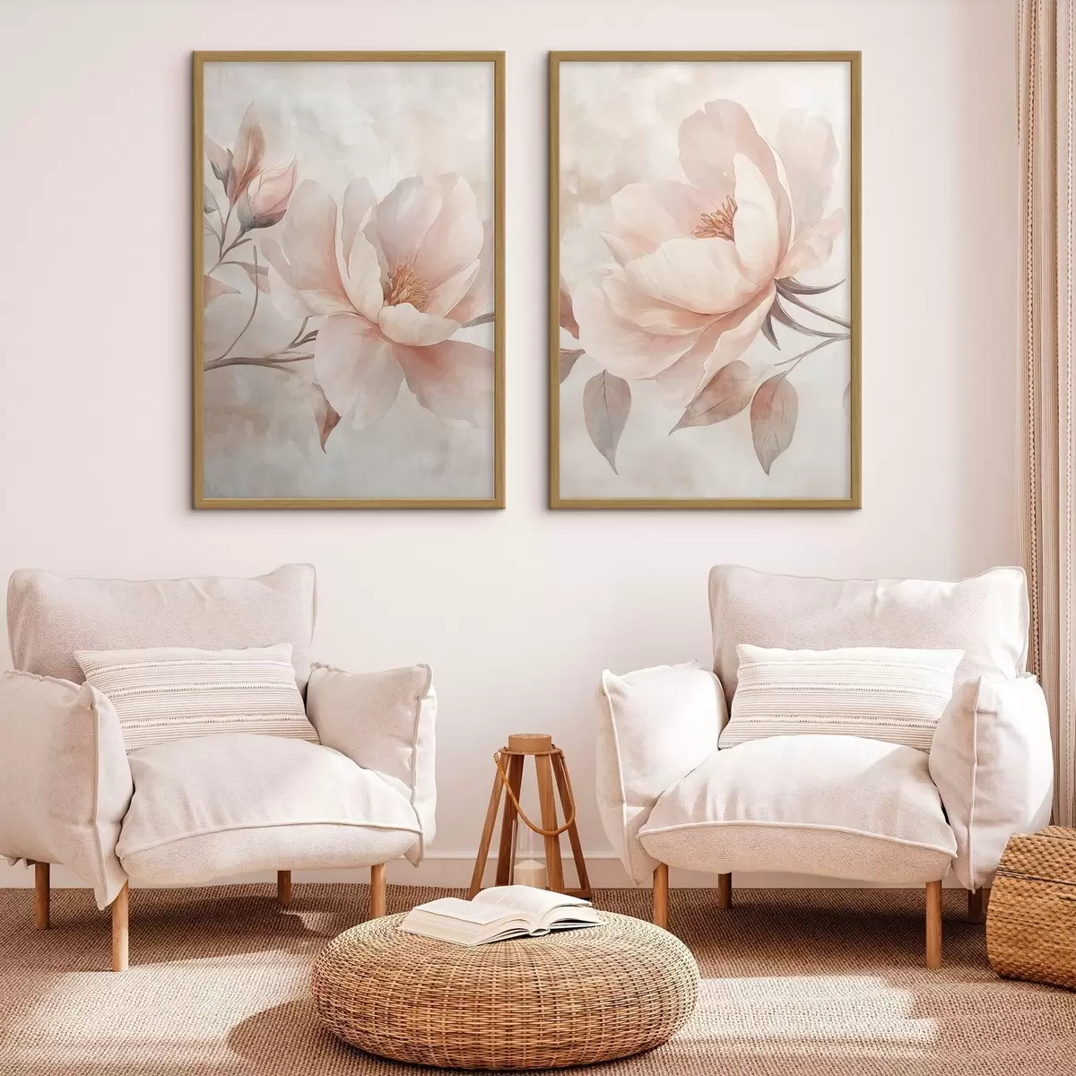 Poster Pivoines à l'aquarelle en poudre d31091