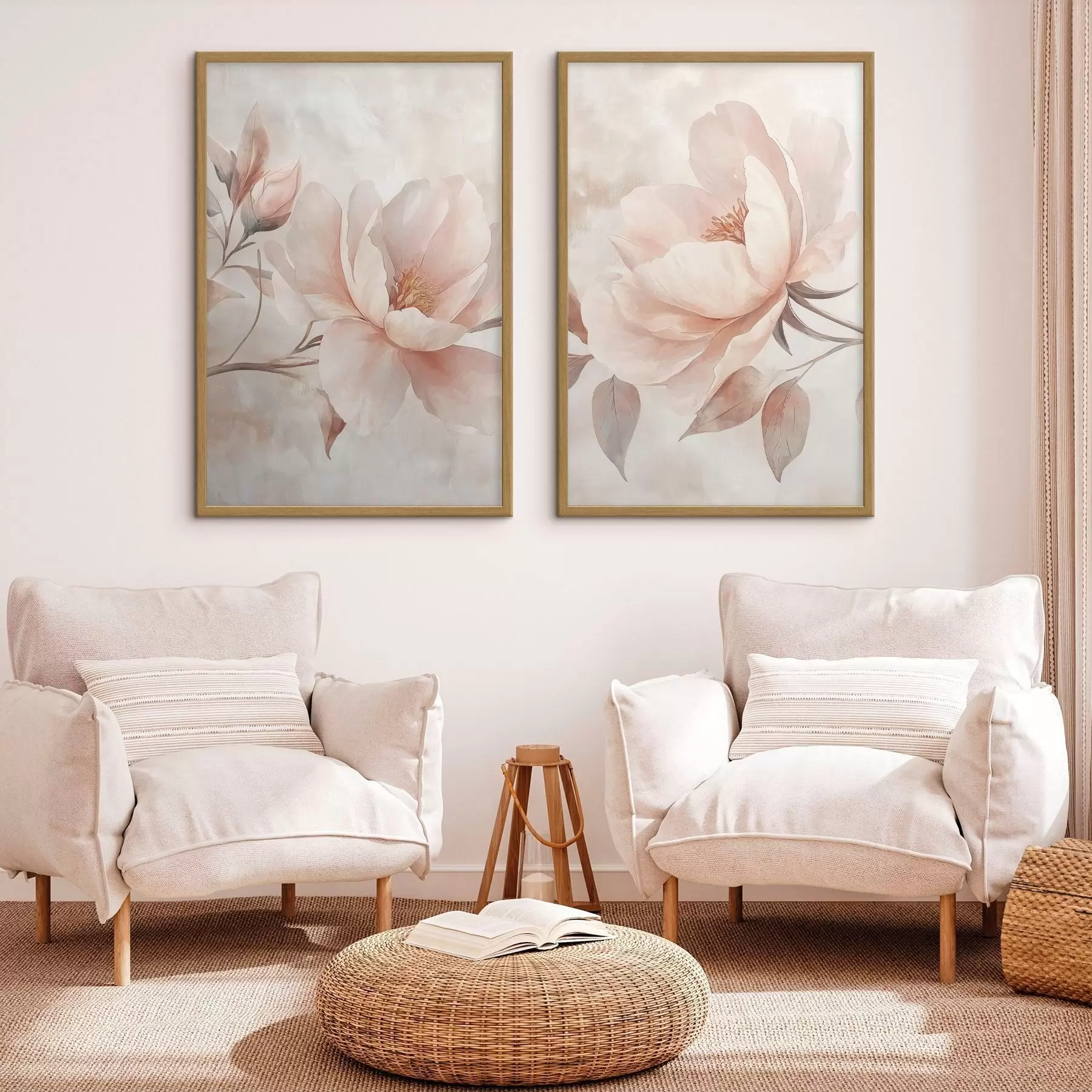 Papier peint Pivoines à l'aquarelle en poudre d31091