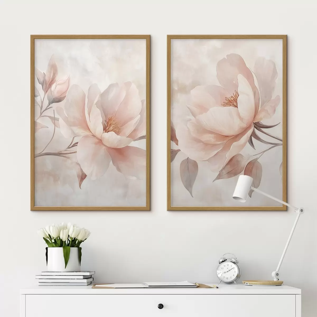 Poster Pivoines à l'aquarelle en poudre d31091