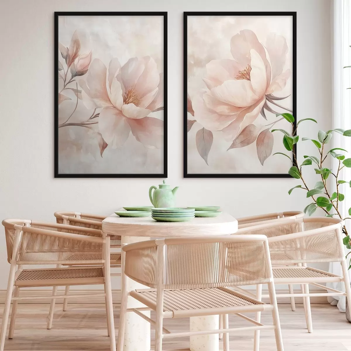 Poster Pivoines à l'aquarelle en poudre d31091