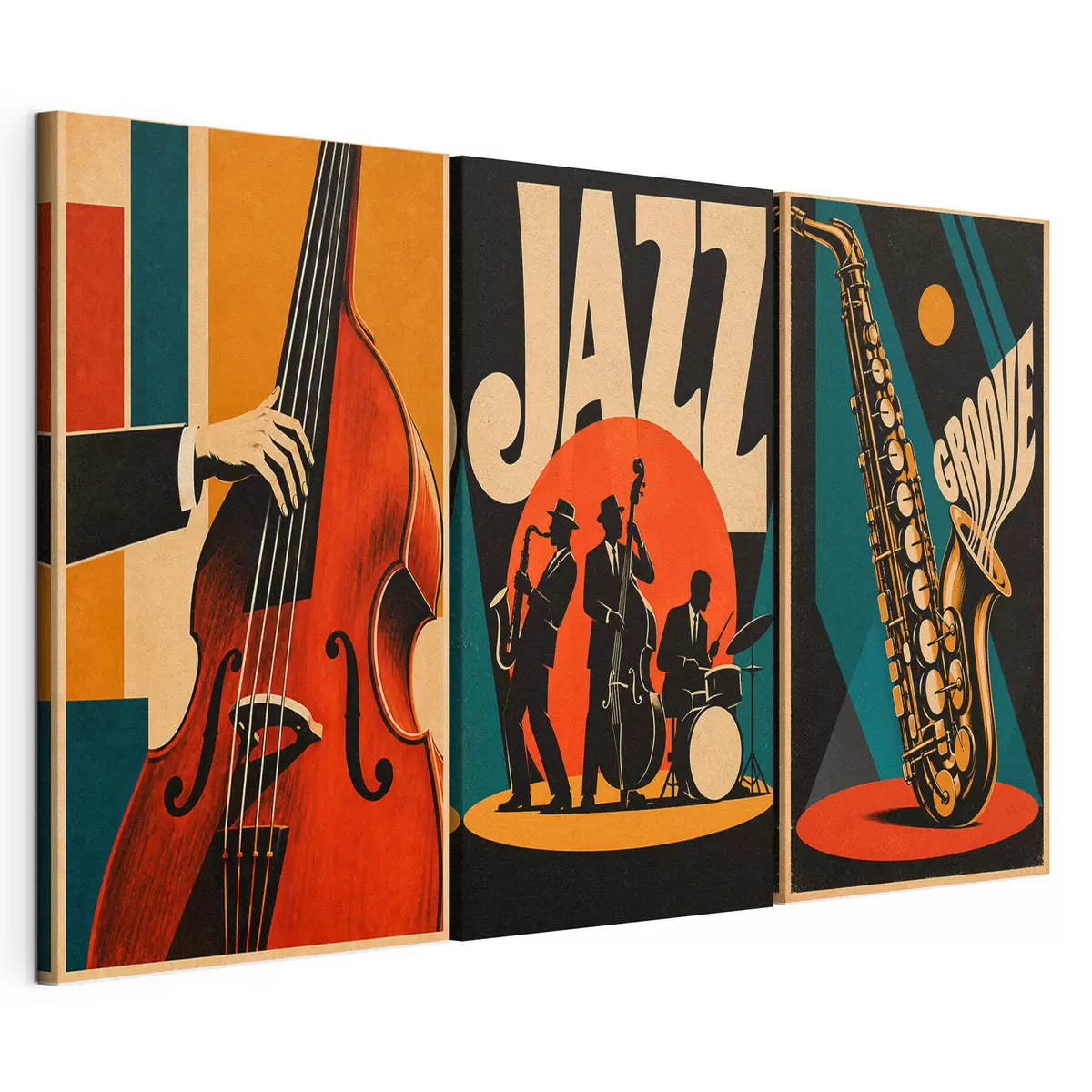 Tableau Des musiciens de jazz se produisant dans des couleurs vives m31114