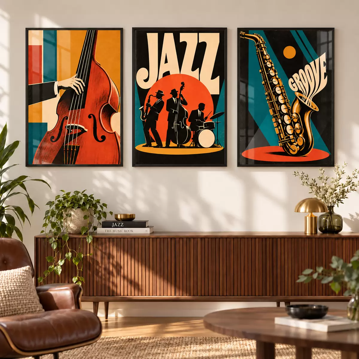 Poster Thèmes musicaux rétro aux couleurs vives d31115
