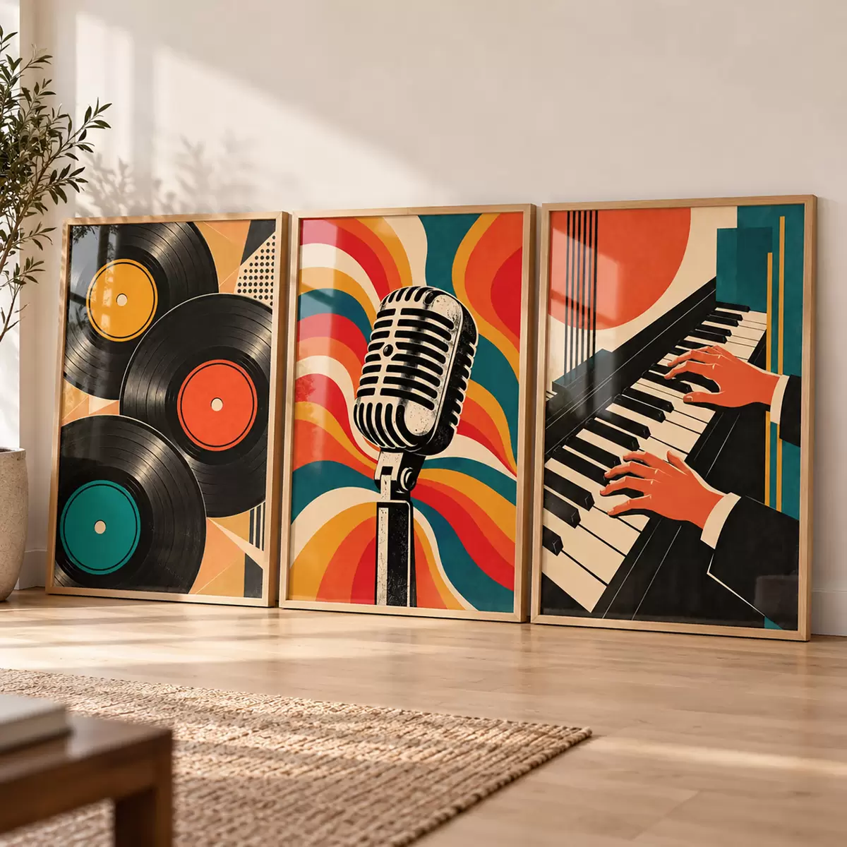 Poster Thèmes musicaux rétro aux couleurs vives d31115