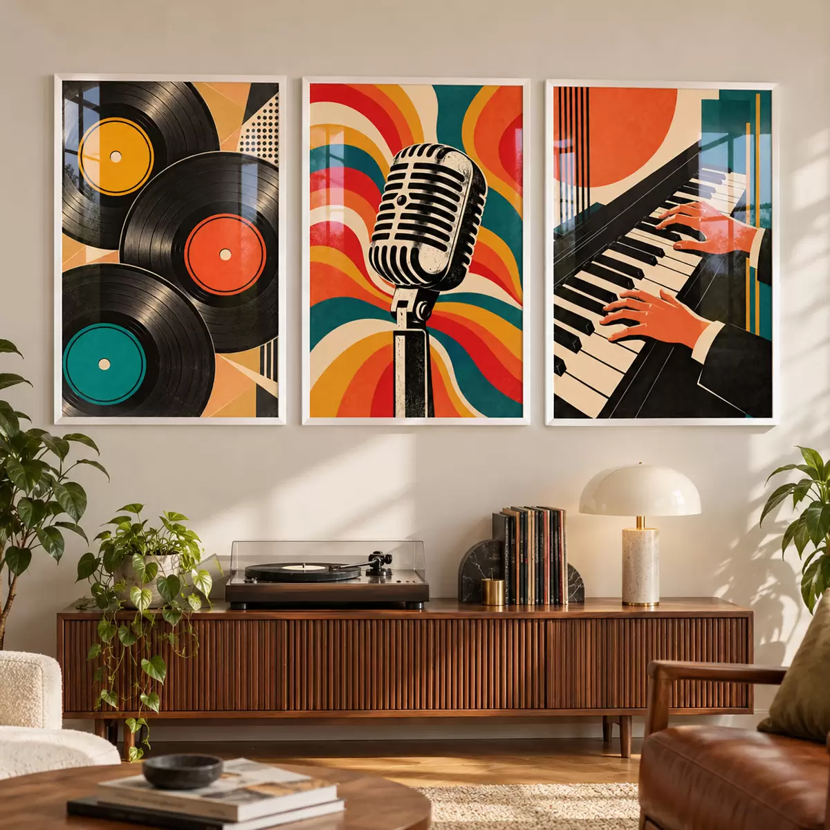Poster Thèmes musicaux rétro aux couleurs vives d31115