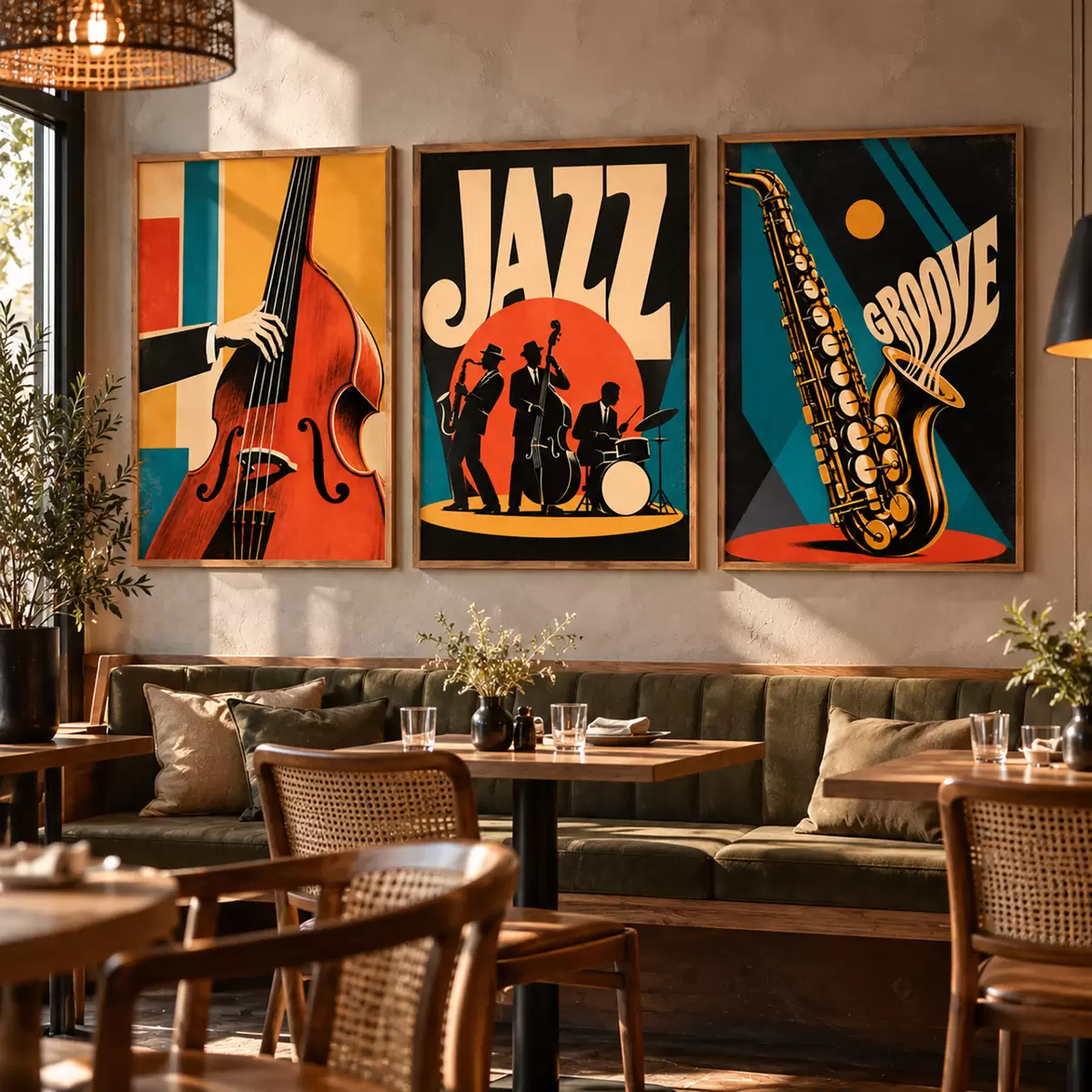 Poster Thèmes musicaux rétro aux couleurs vives d31115