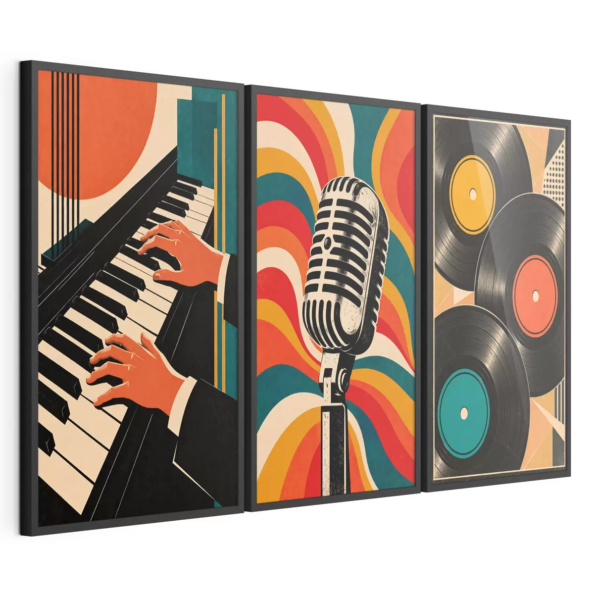 Poster Thèmes musicaux rétro aux couleurs vives d31115