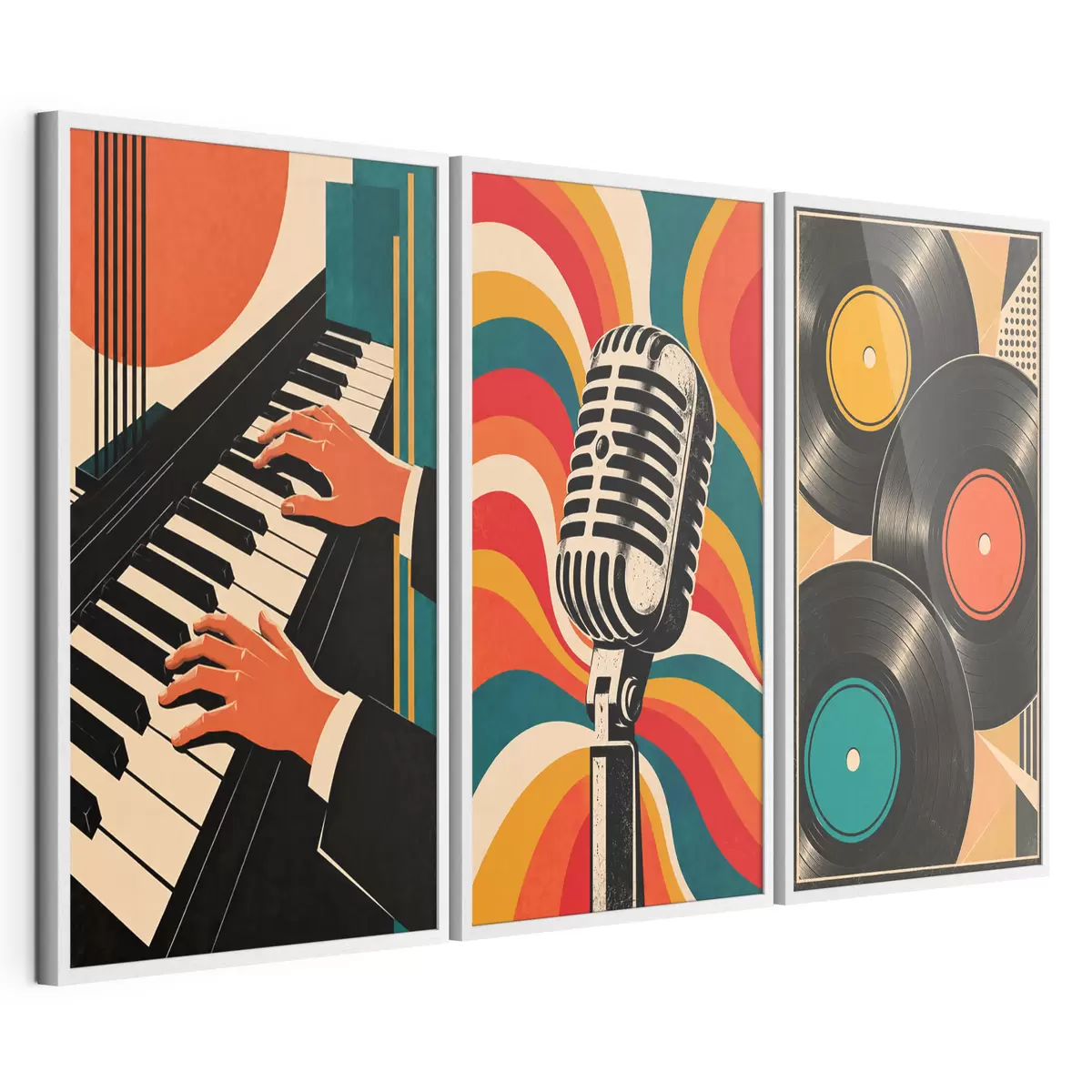 Poster Thèmes musicaux rétro aux couleurs vives d31115