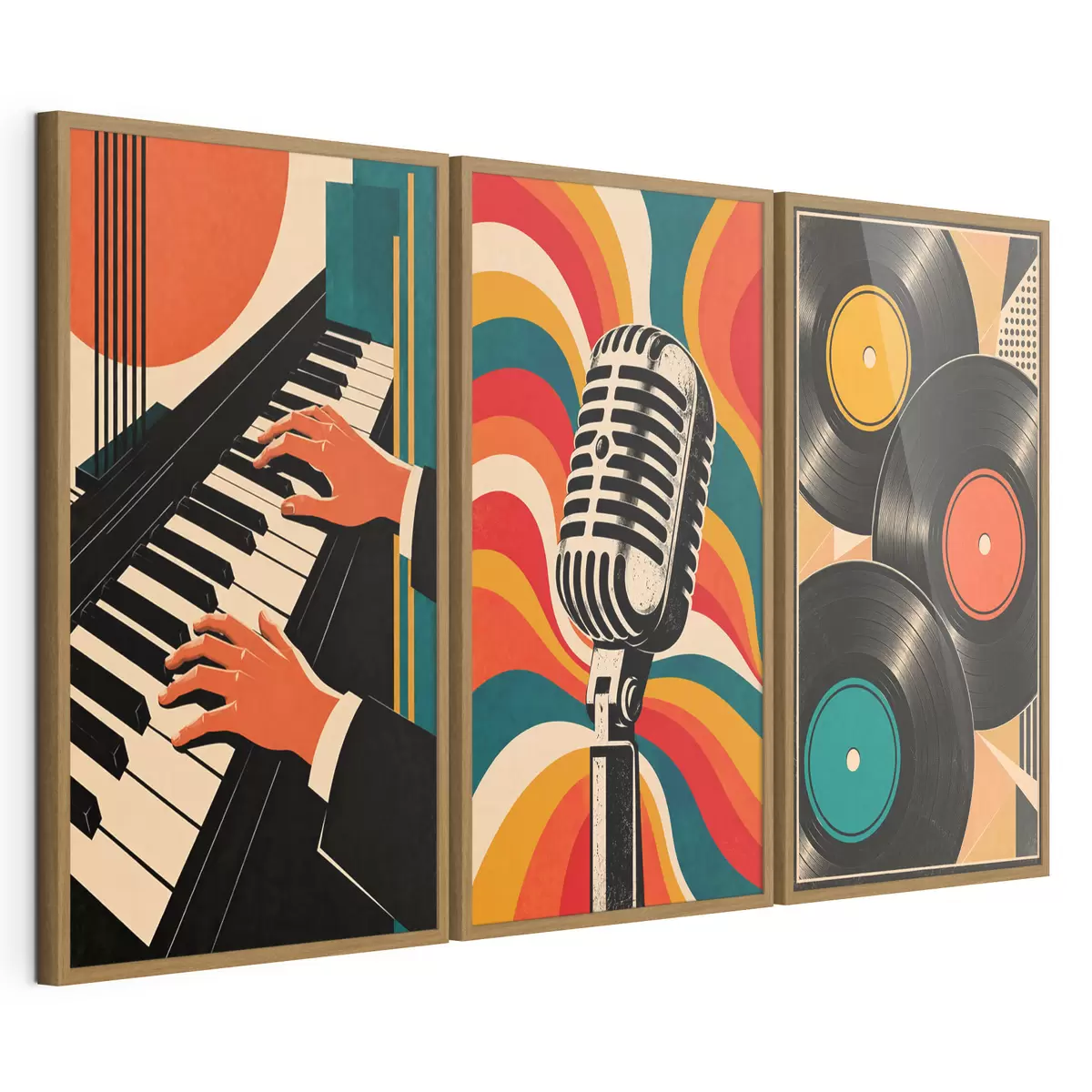 Poster Thèmes musicaux rétro aux couleurs vives d31115