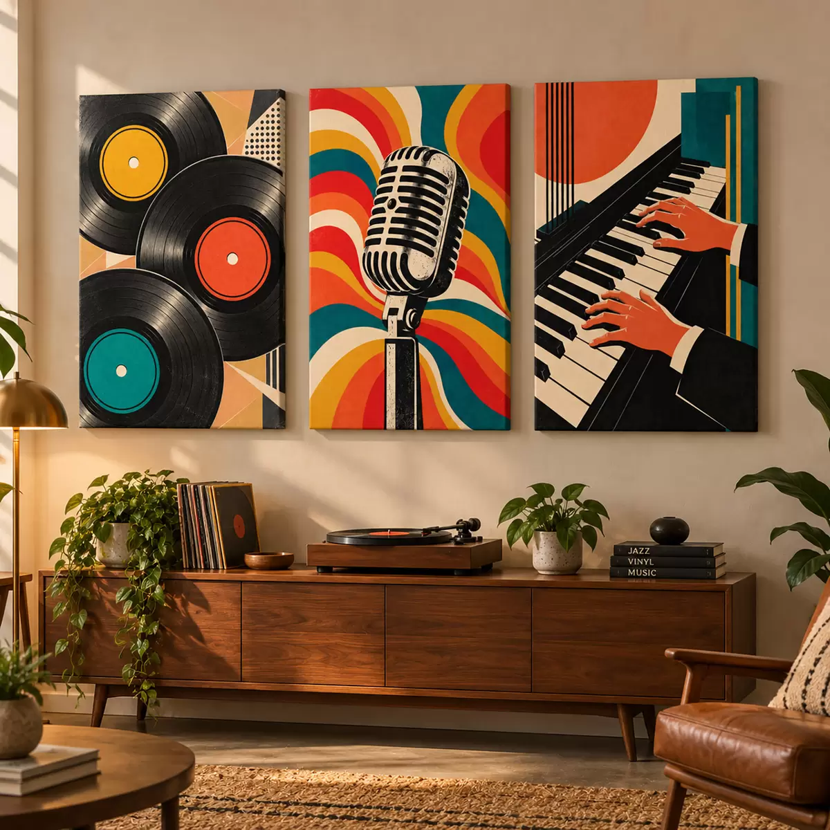Tableau Éléments musicaux aux couleurs vives m31115