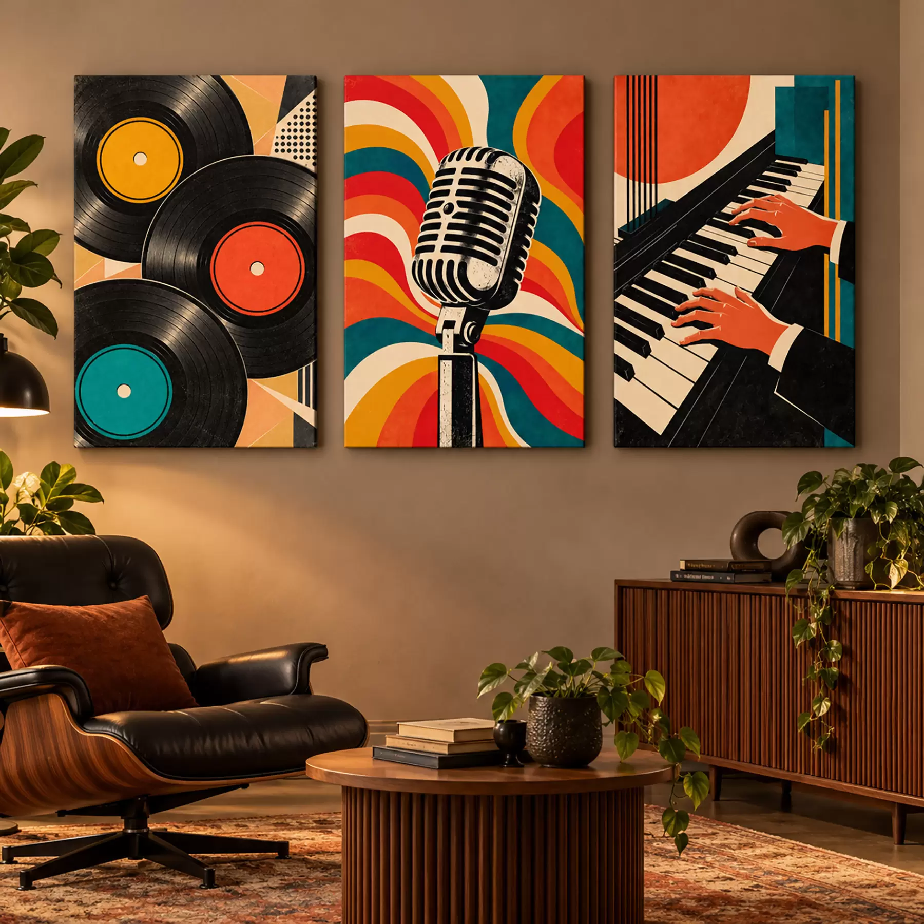 Tableau Éléments musicaux aux couleurs vives m31115
