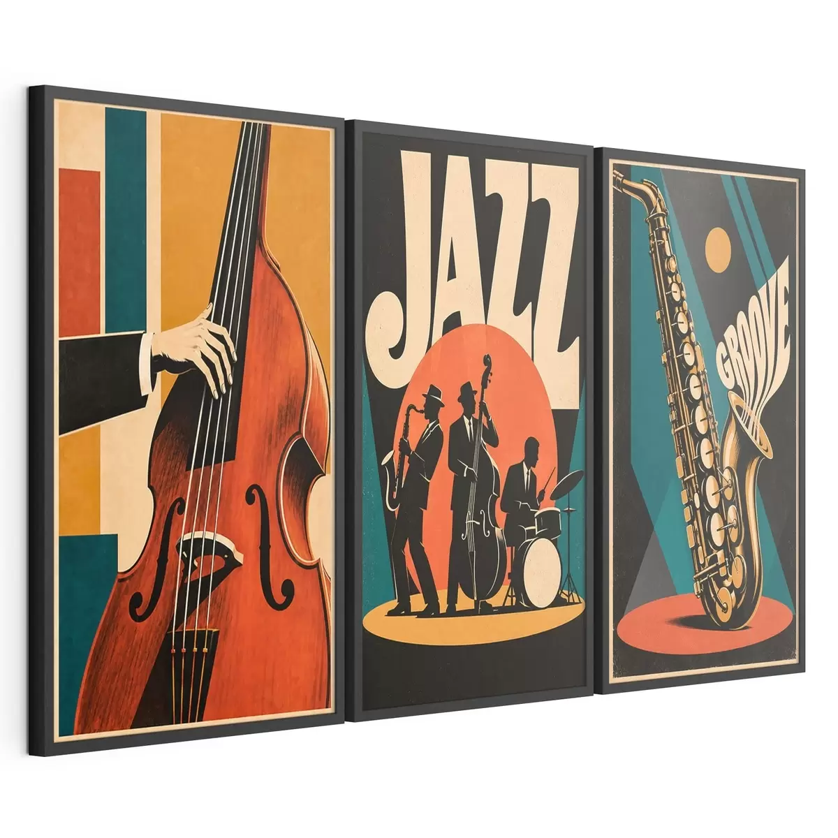 Poster Des musiciens de jazz aux couleurs vives d31114