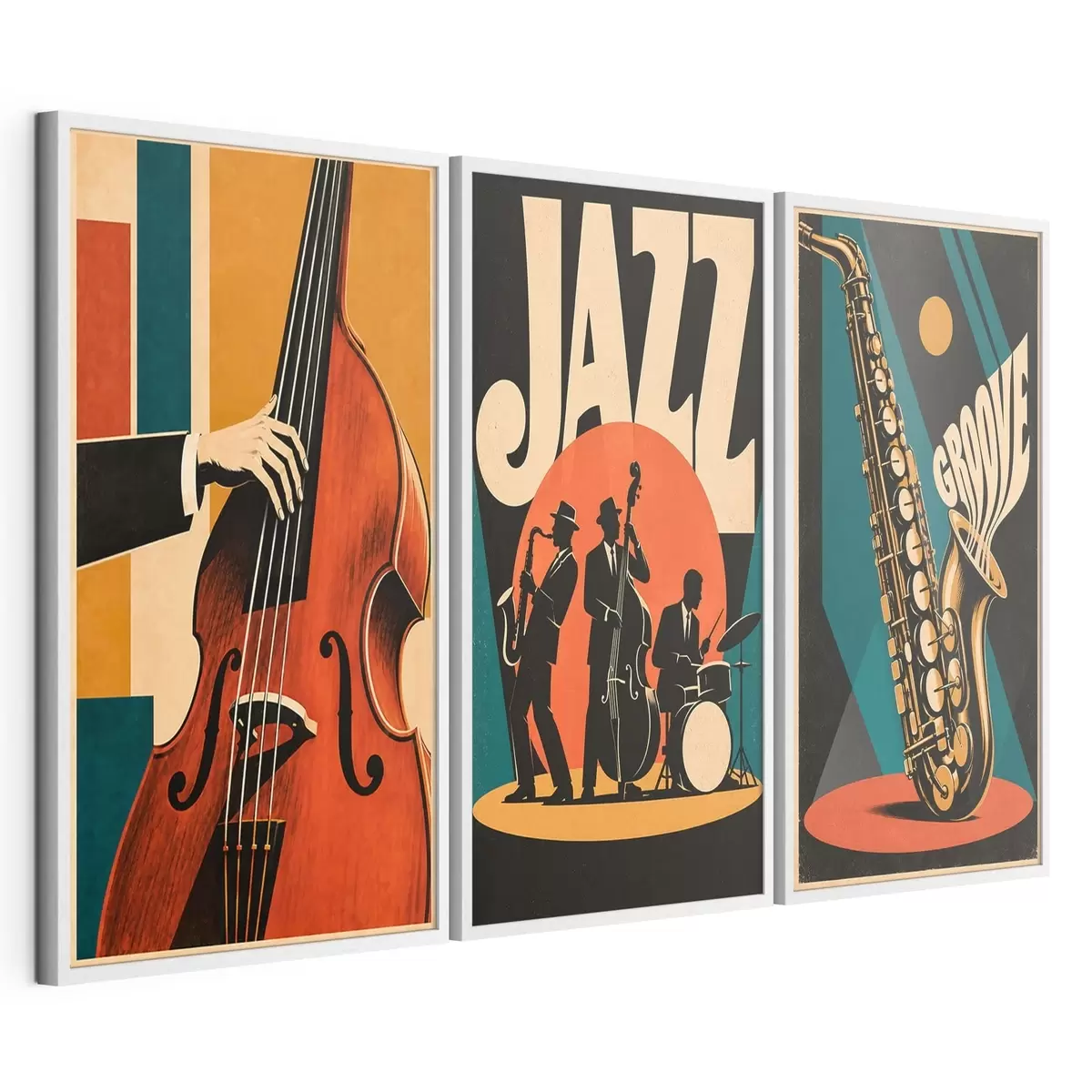 Poster Des musiciens de jazz aux couleurs vives d31114