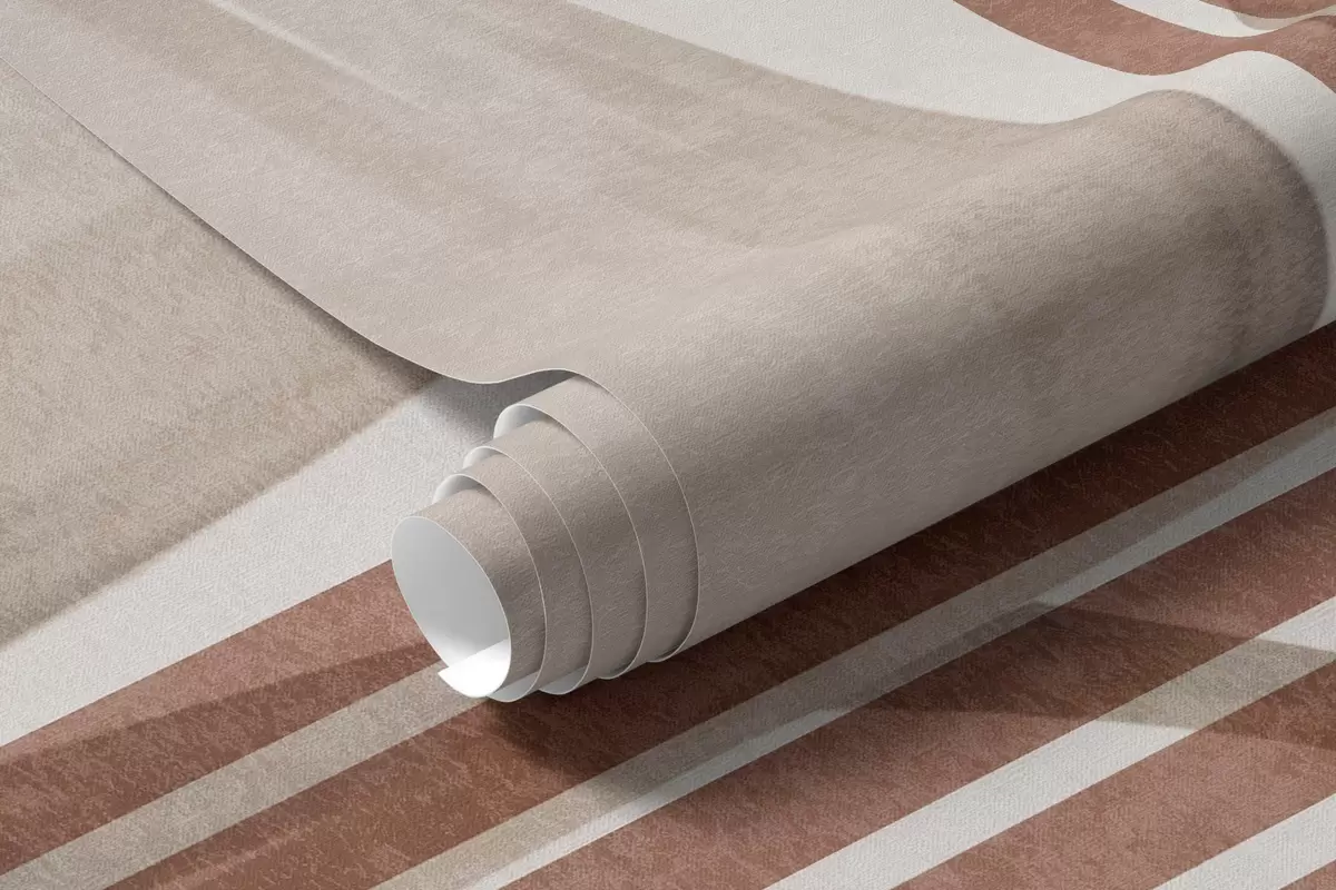 Papier peint Composition abstraite avec des feuilles de palmier, des arcs géométriques et des rayures verticales w10110