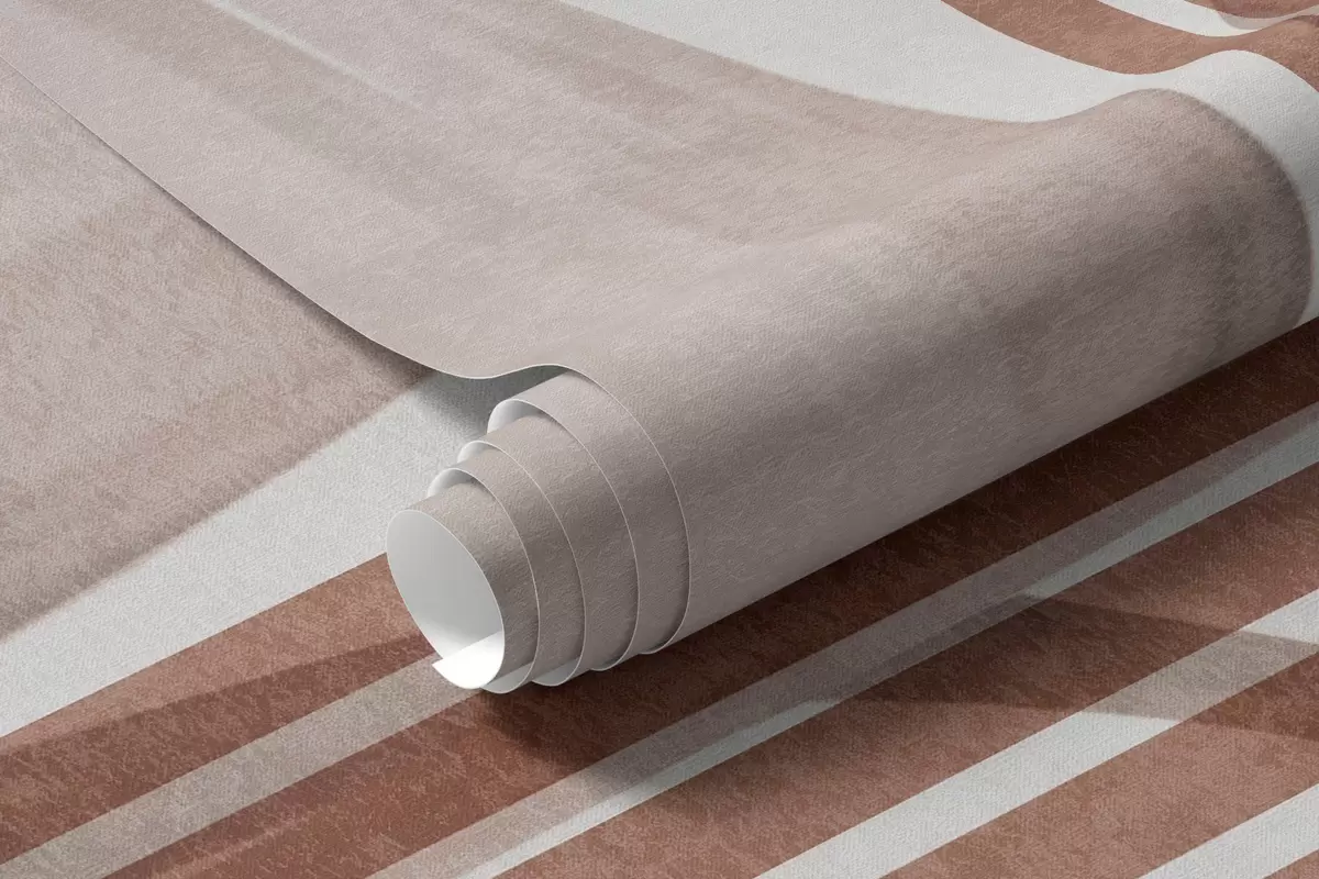 Papier peint Composition abstraite avec des feuilles de palmier, des arcs géométriques et des rayures verticales w10110v1