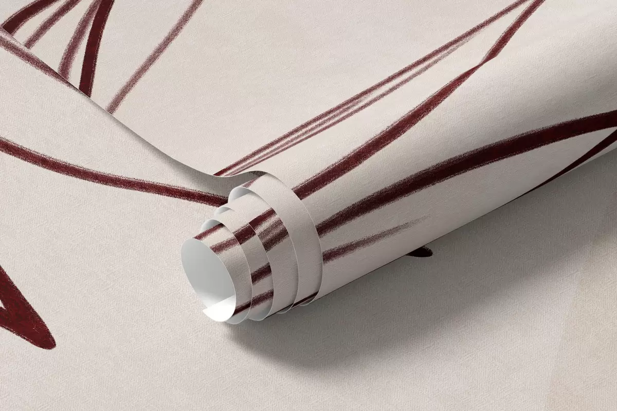 Papier peint Dessin au trait minimaliste représentant des feuilles et du feuillage tropicaux, ainsi que des formes circulaires aux couleurs pastel w10111v1