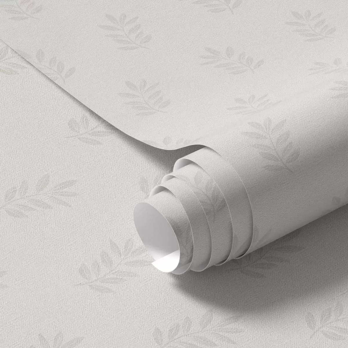 Papier peint Petites branches feuillues sur fond gris a01281