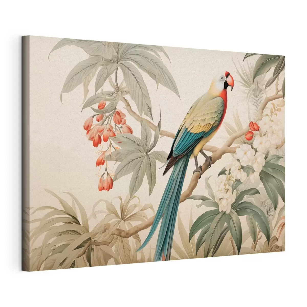 Tableau Perroquet tropical sur une branche en fleurs s51094