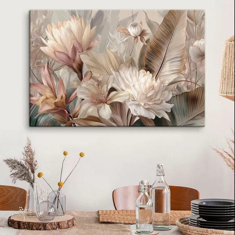 Tableau Bouquet exotique aux tons pastel s51095