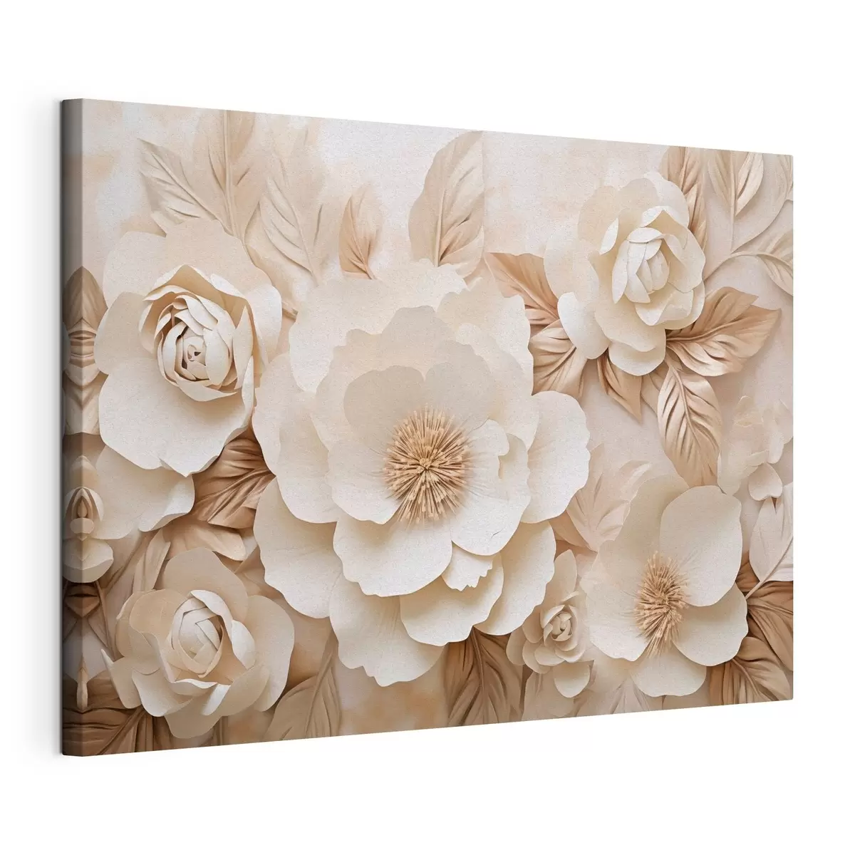 Tableau Relief en plâtre en 3D avec des fleurs blanches s51096