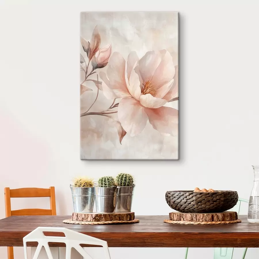 Tableau Pivoine en poudre avec bouton s51097