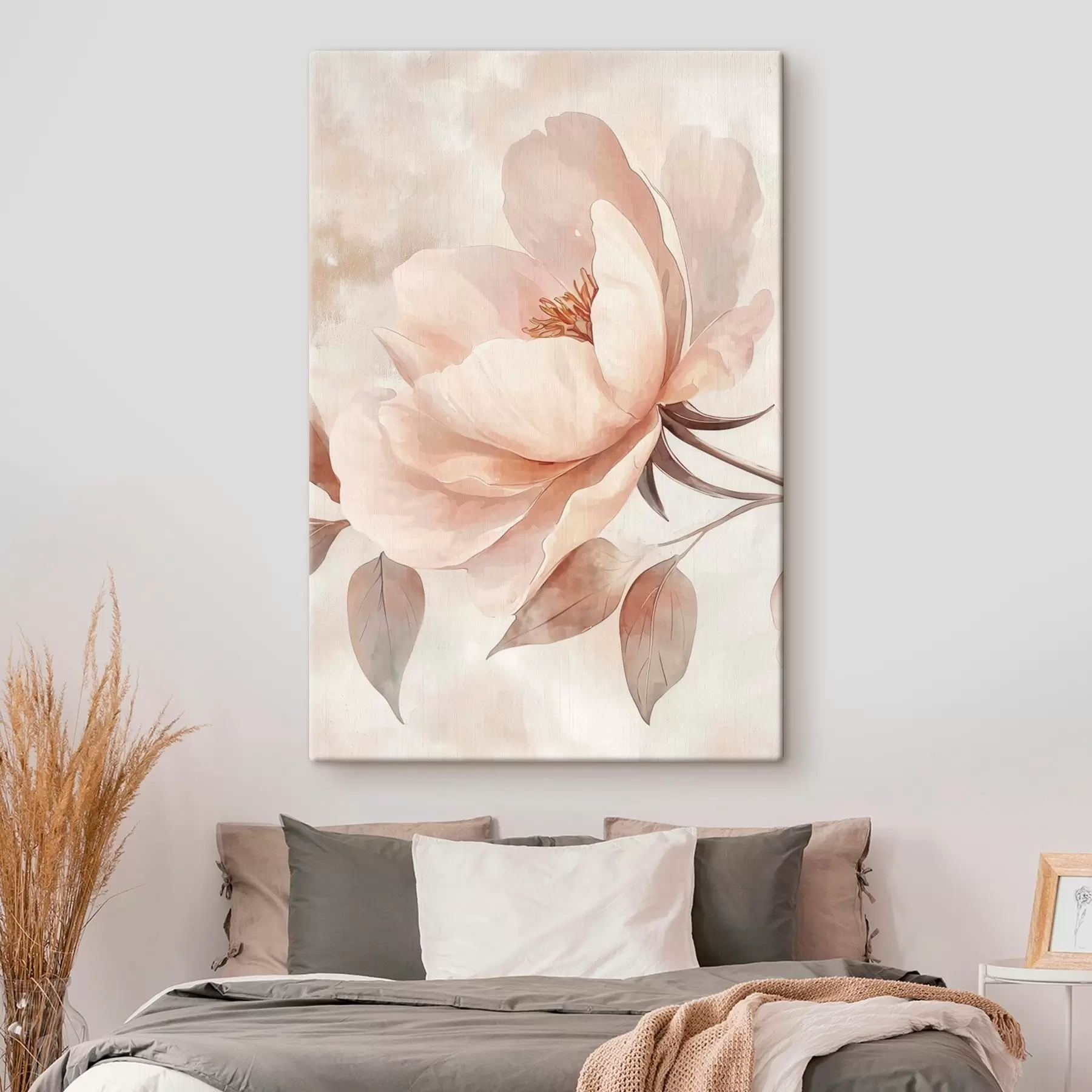 Tableau Fleur rose-beige à l'aquarelle s51098