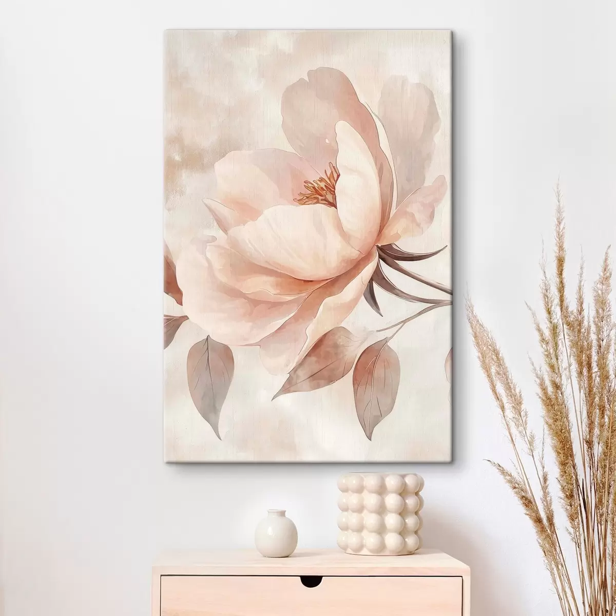 Tableau Fleur rose-beige à l'aquarelle s51098