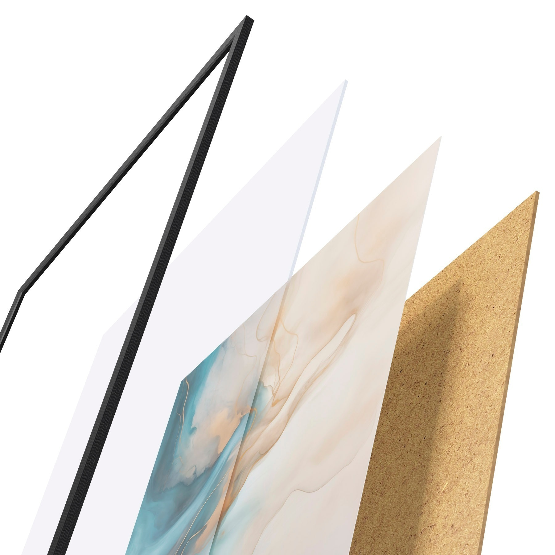 Poster Vagues de marbre bleu ciel et sable f51082