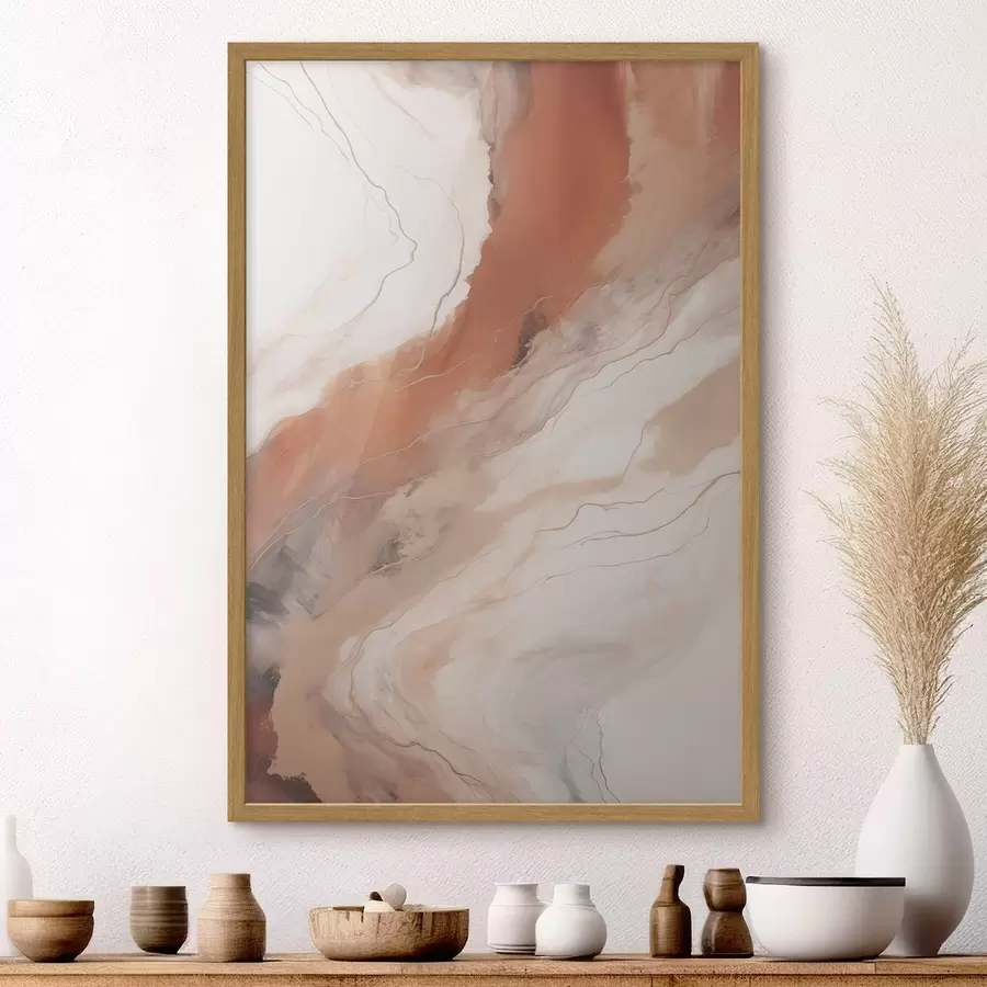 Papier peint Vagues d'art fluide aux tons terracotta chauds f51085