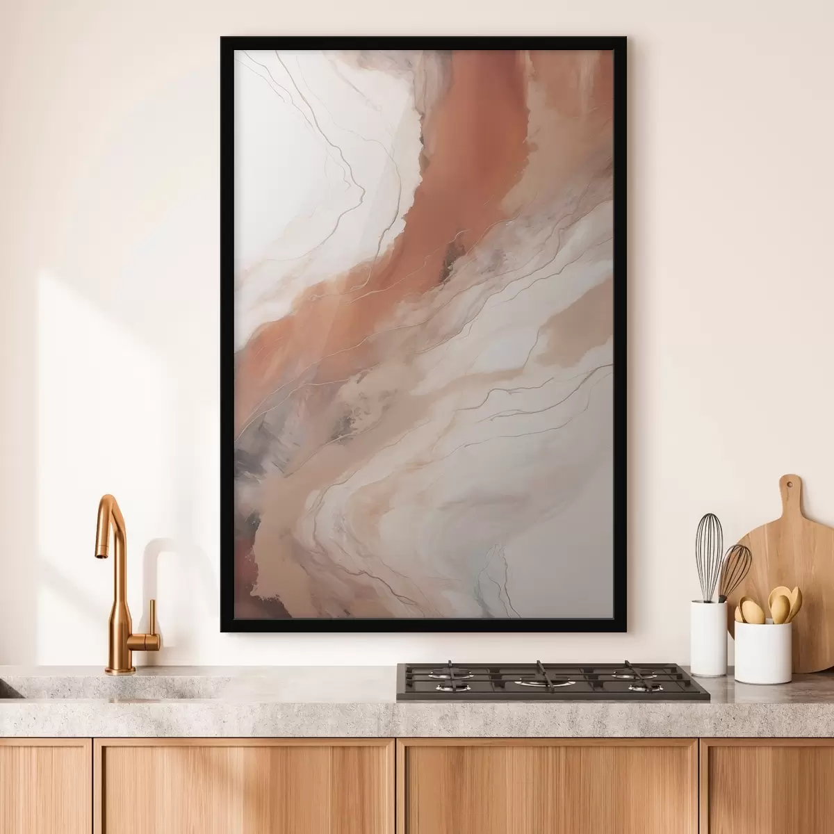 Poster Vagues d'art fluide aux tons terracotta chauds f51085