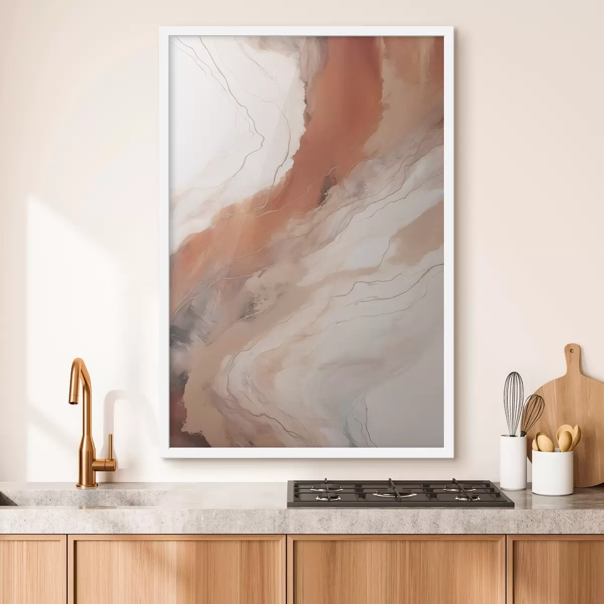 Poster Vagues d'art fluide aux tons terracotta chauds f51085