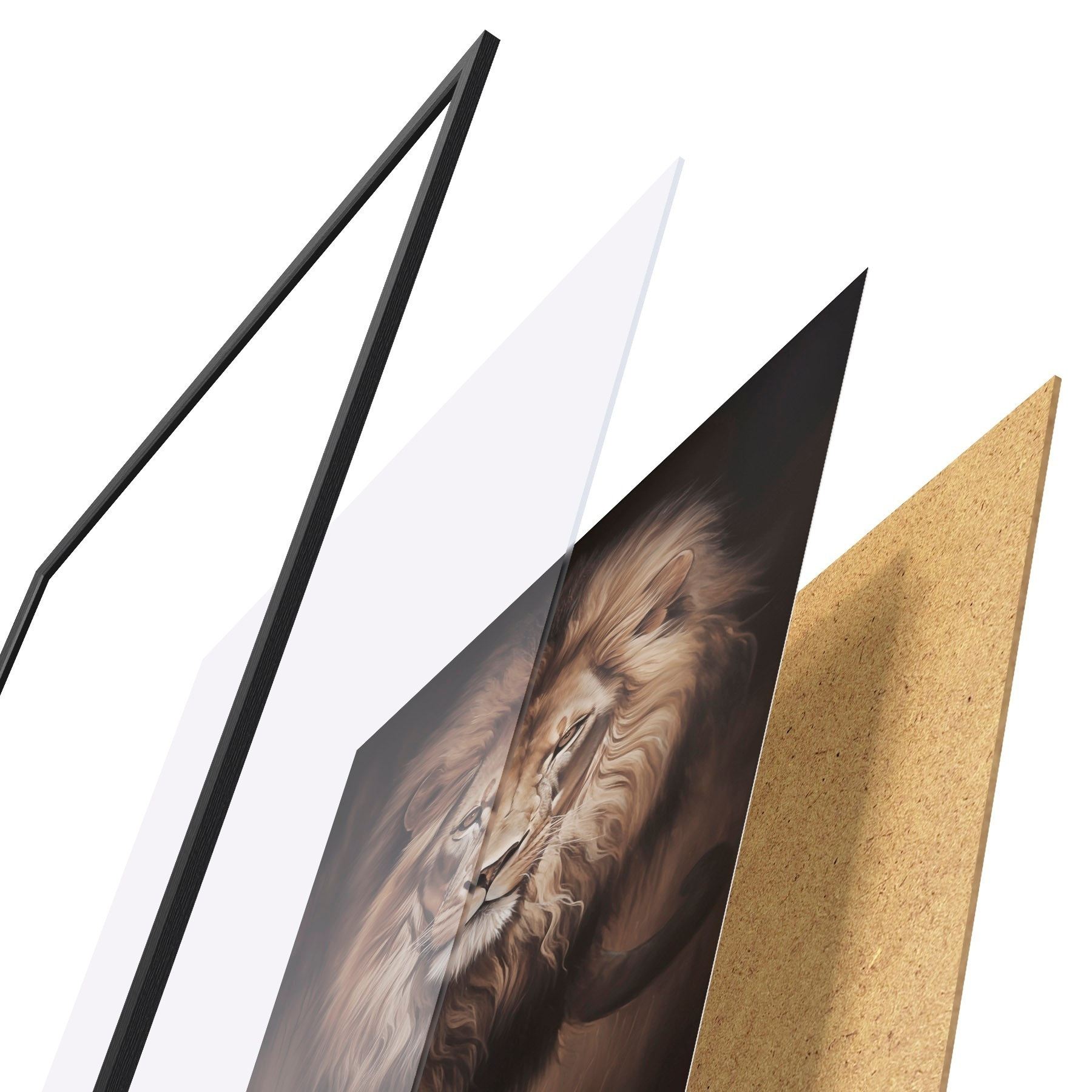 Poster Un lion majestueux dans un intérieur sombre f51087