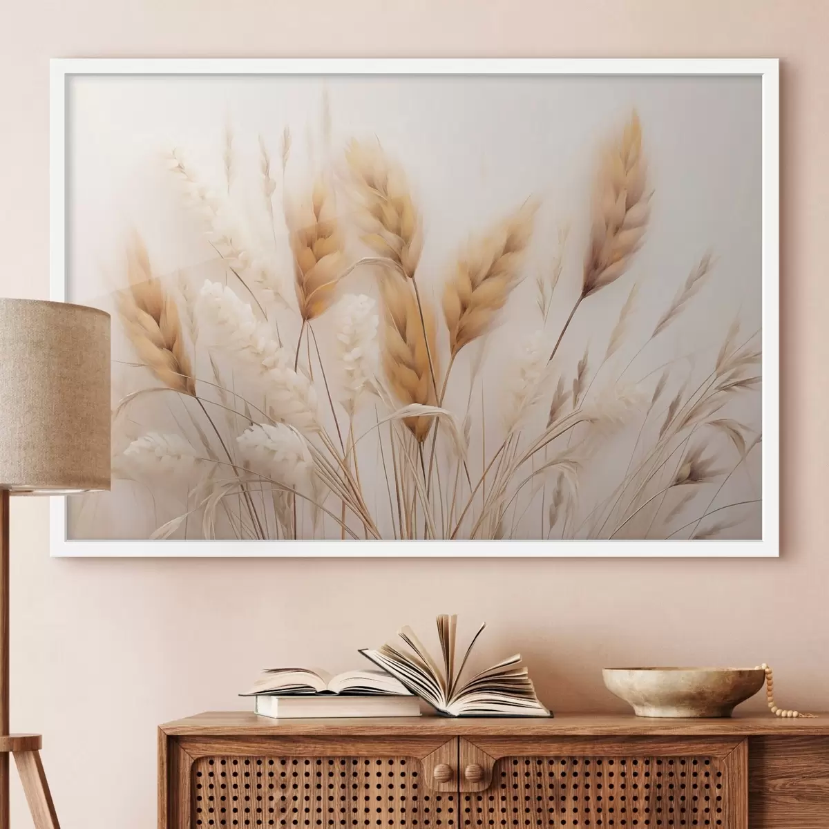Poster Herbe de la pampa duveteuse, style écologique f51093