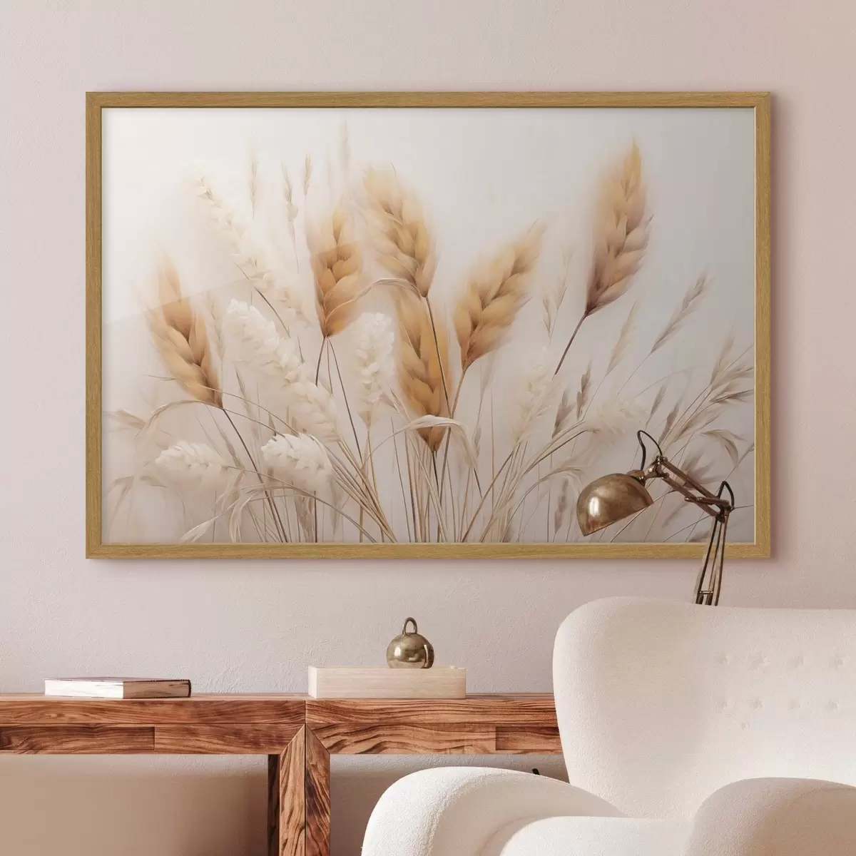 Poster Herbe de la pampa duveteuse, style écologique f51093