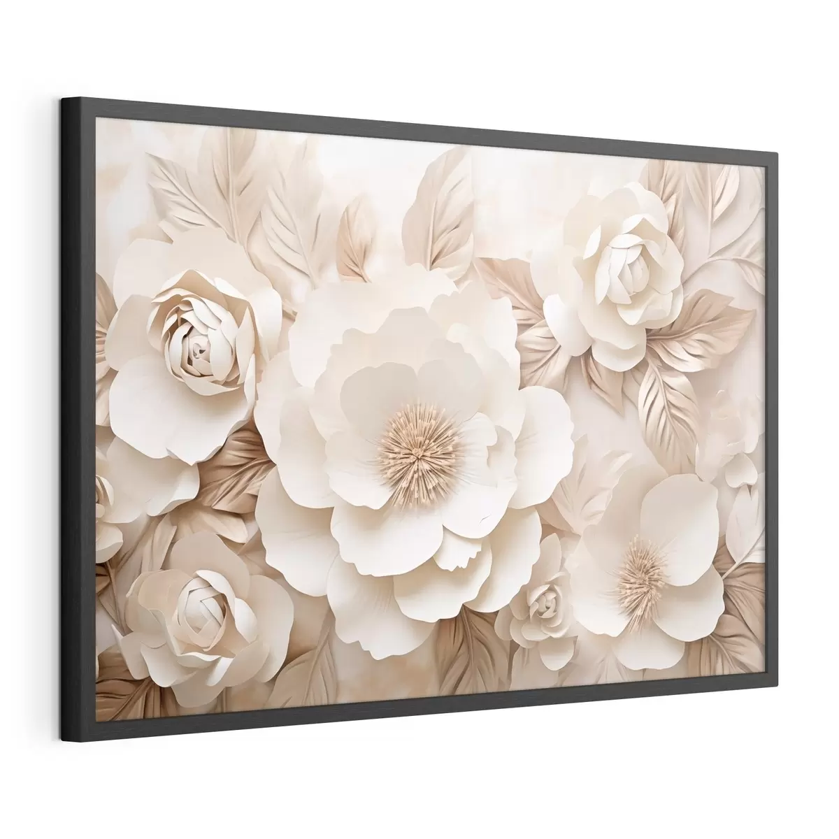 Poster Relief en plâtre en 3D avec des fleurs blanches f51096