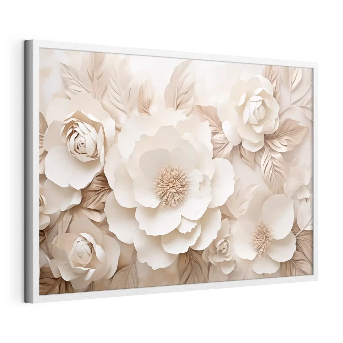 Poster Relief en plâtre en 3D avec des fleurs blanches f51096