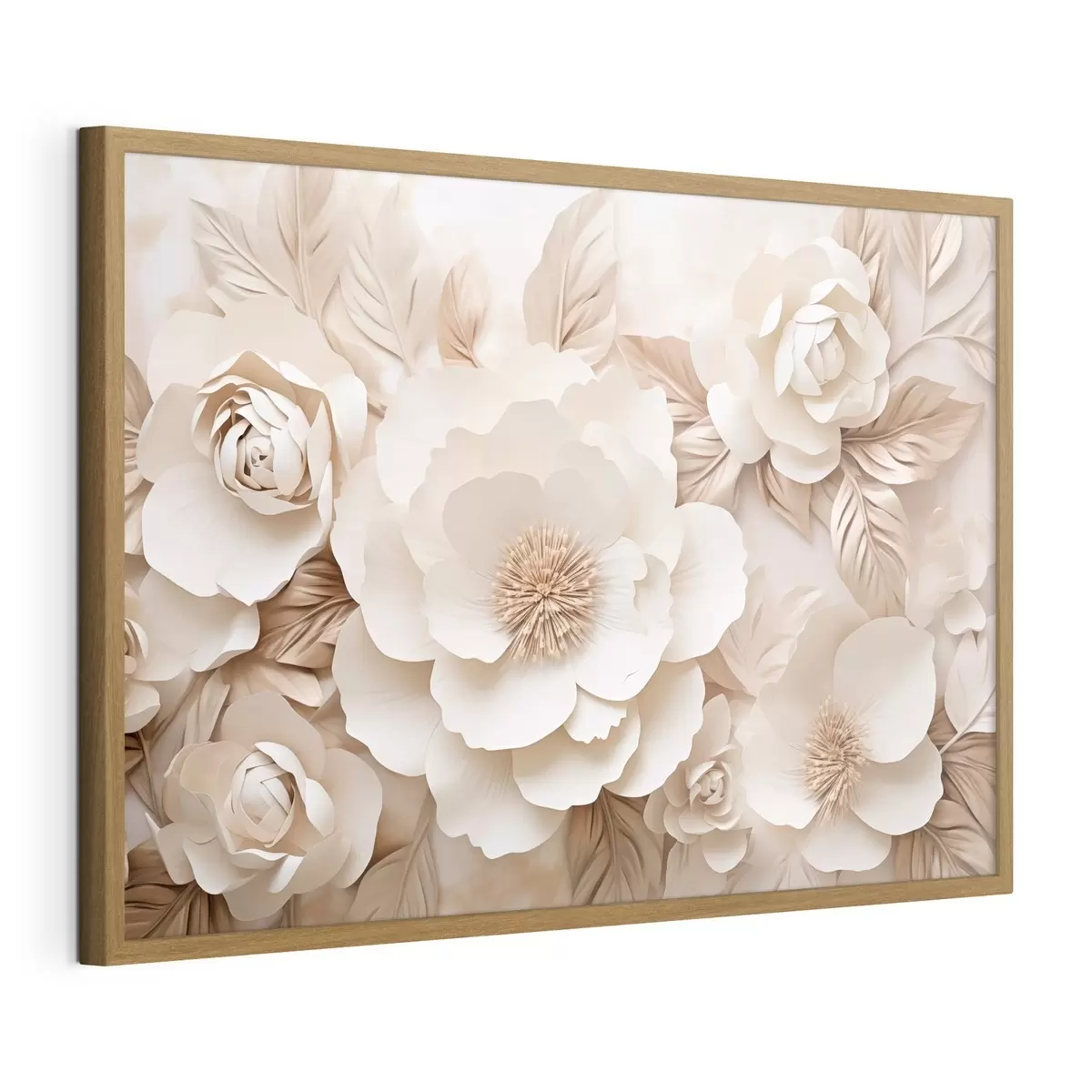 Poster Relief en plâtre en 3D avec des fleurs blanches f51096