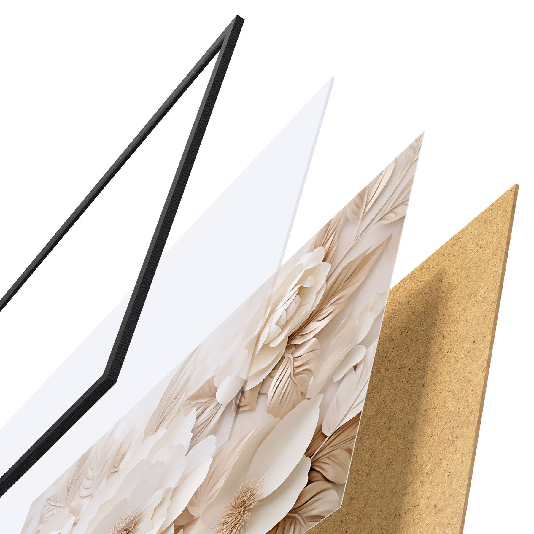 Poster Relief en plâtre en 3D avec des fleurs blanches f51096