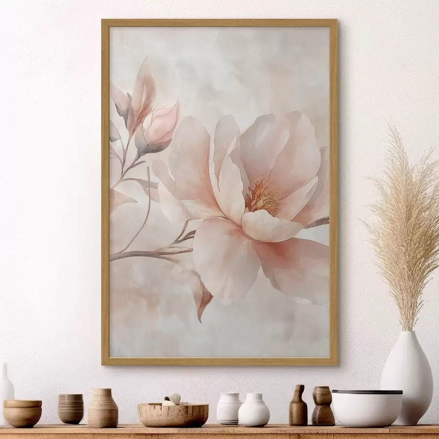Papier peint Pivoine en poudre avec bouton f51097