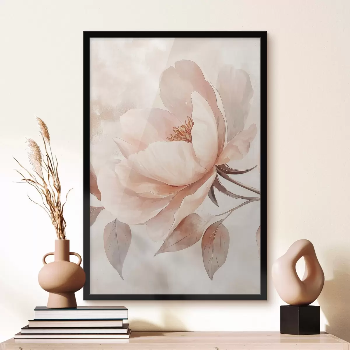 Poster Fleur rose-beige à l'aquarelle f51098